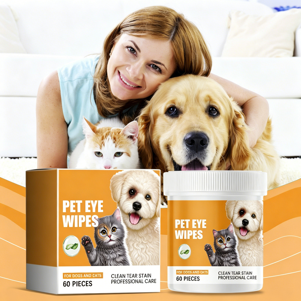 Eye Wipes for Dogs and Cats, 60 Count, Gentle Tear Stain Wipes, Chamomile and Witch Hazel