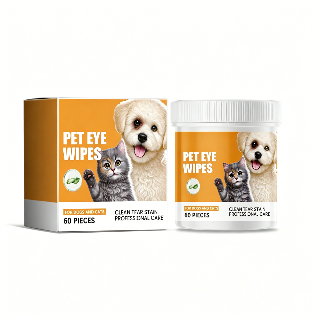 Eye Wipes for Dogs and Cats, 60 Count, Gentle Tear Stain Wipes, Chamomile and Witch Hazel