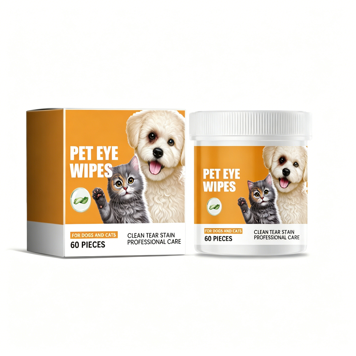 Eye Wipes for Dogs and Cats, 60 Count, Gentle Tear Stain Wipes, Chamomile and Witch Hazel