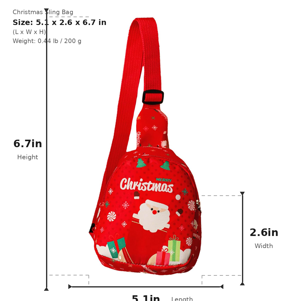 AEELLEEA Christmas Sling Backpack for Women Girls, Cute Santa Crossbody Chest Bag, Mini Fanny Pack Adjustable Strap, Xmas Gift