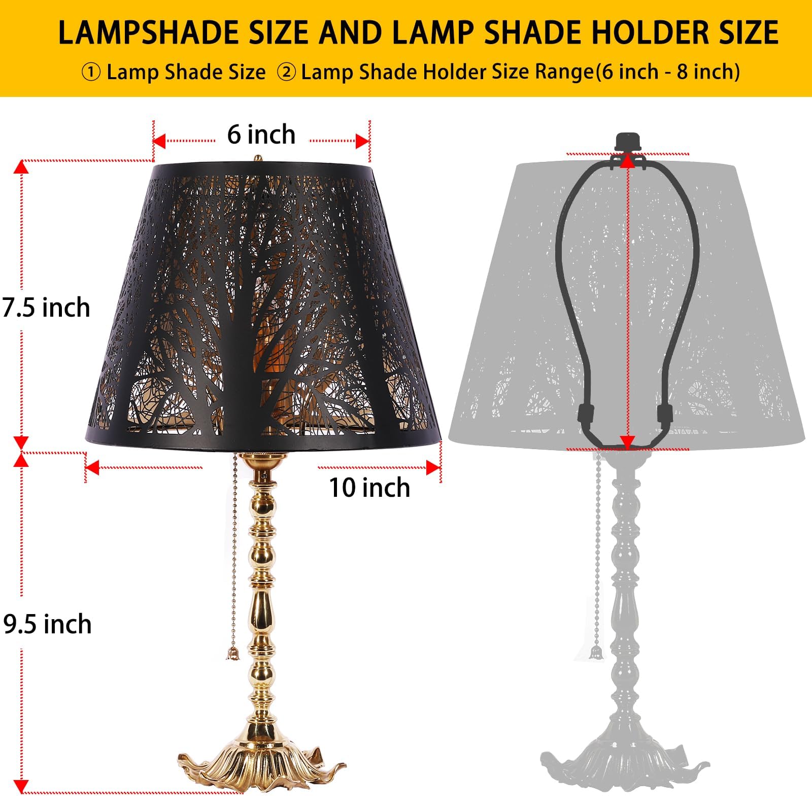 Barrel Tree Etched Metal Lampshade – 6×10×7.5 Inch