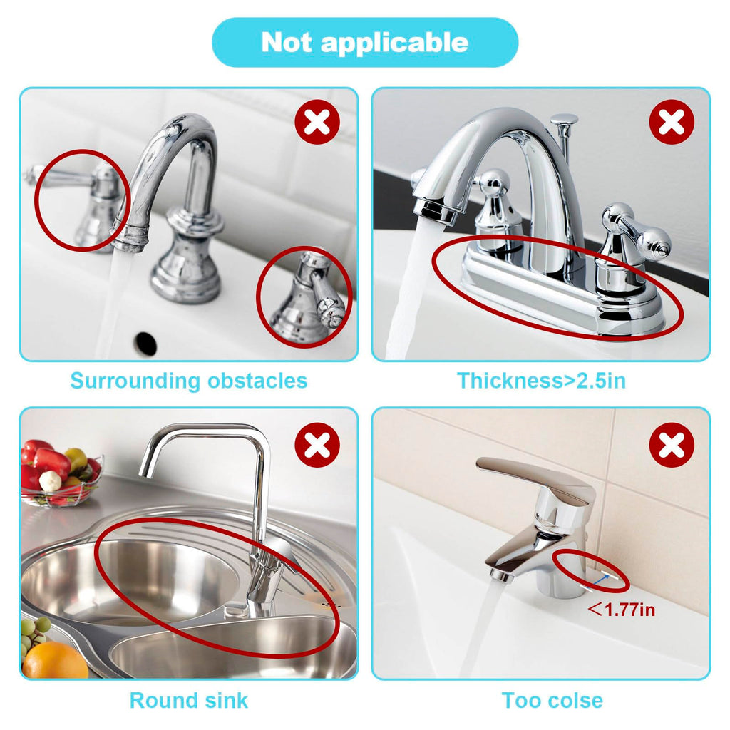 Folding Kitchen Sink Splash Guard Behind Faucet, Adjustable Silicone Sink Faucet Mat, 5°Slope Quick Draining Drip Catcher Tray with Button Lock & Foldable Width, Universal Fit for Kitchen Bathroom RV Sink Accessories