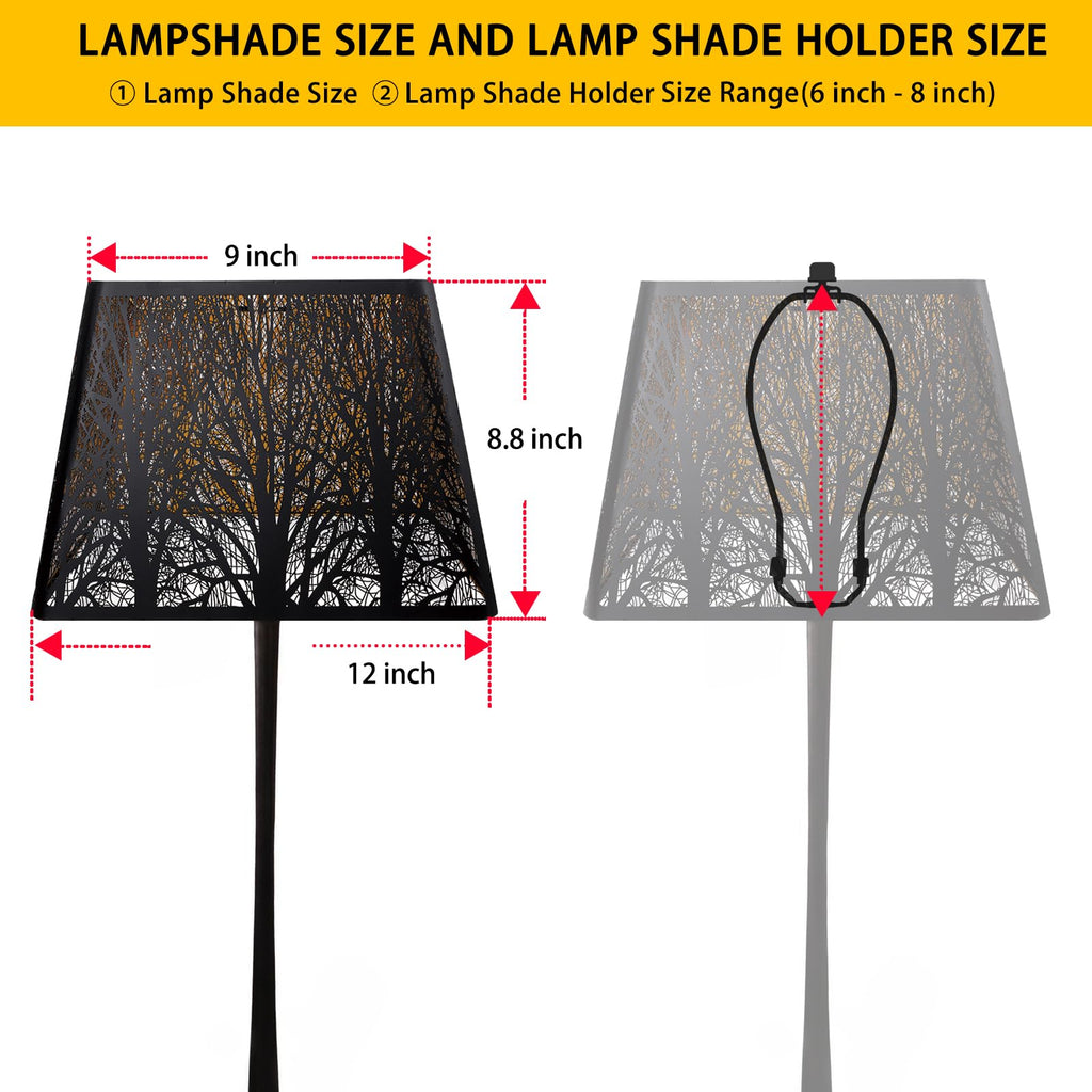 Medium Square Metal Lampshade | Tree Pattern Design