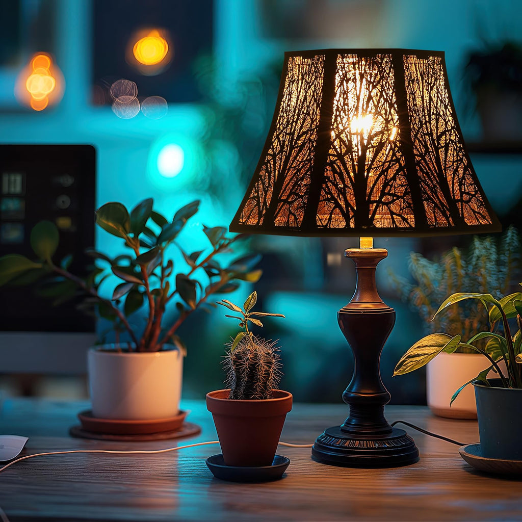 Octagonal Metal Lampshade | Etched Forest Design