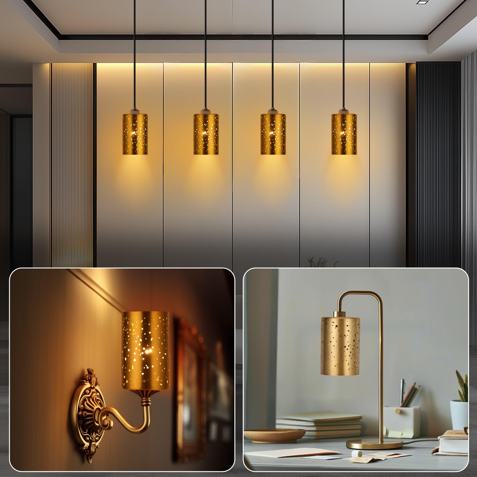4 Pack Pendant Light Shades | Laser Starry Sky Design