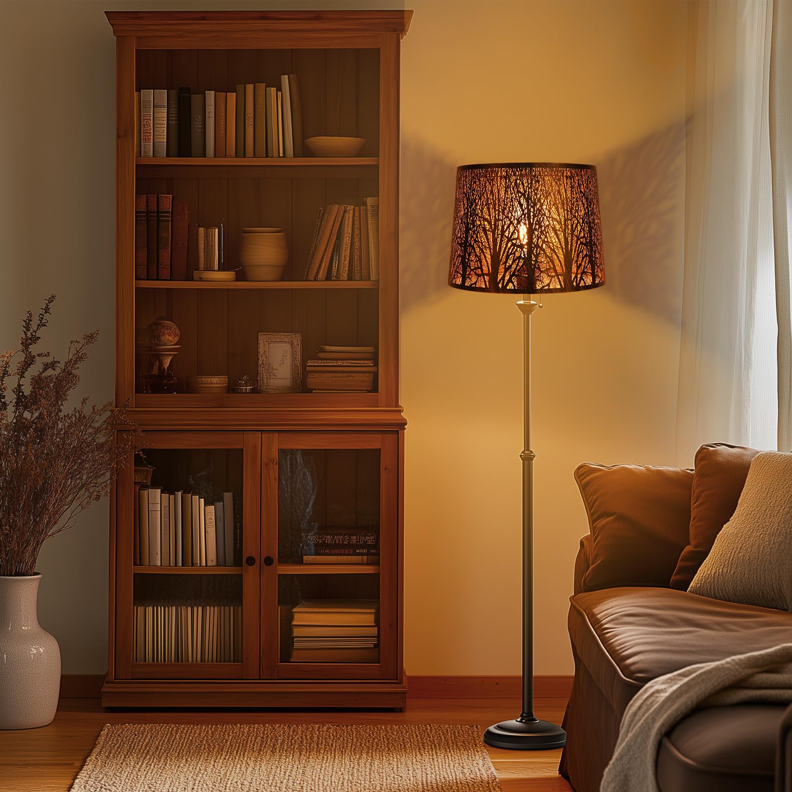 Forest Etched Drum Lampshade – 12×14×10 Inch