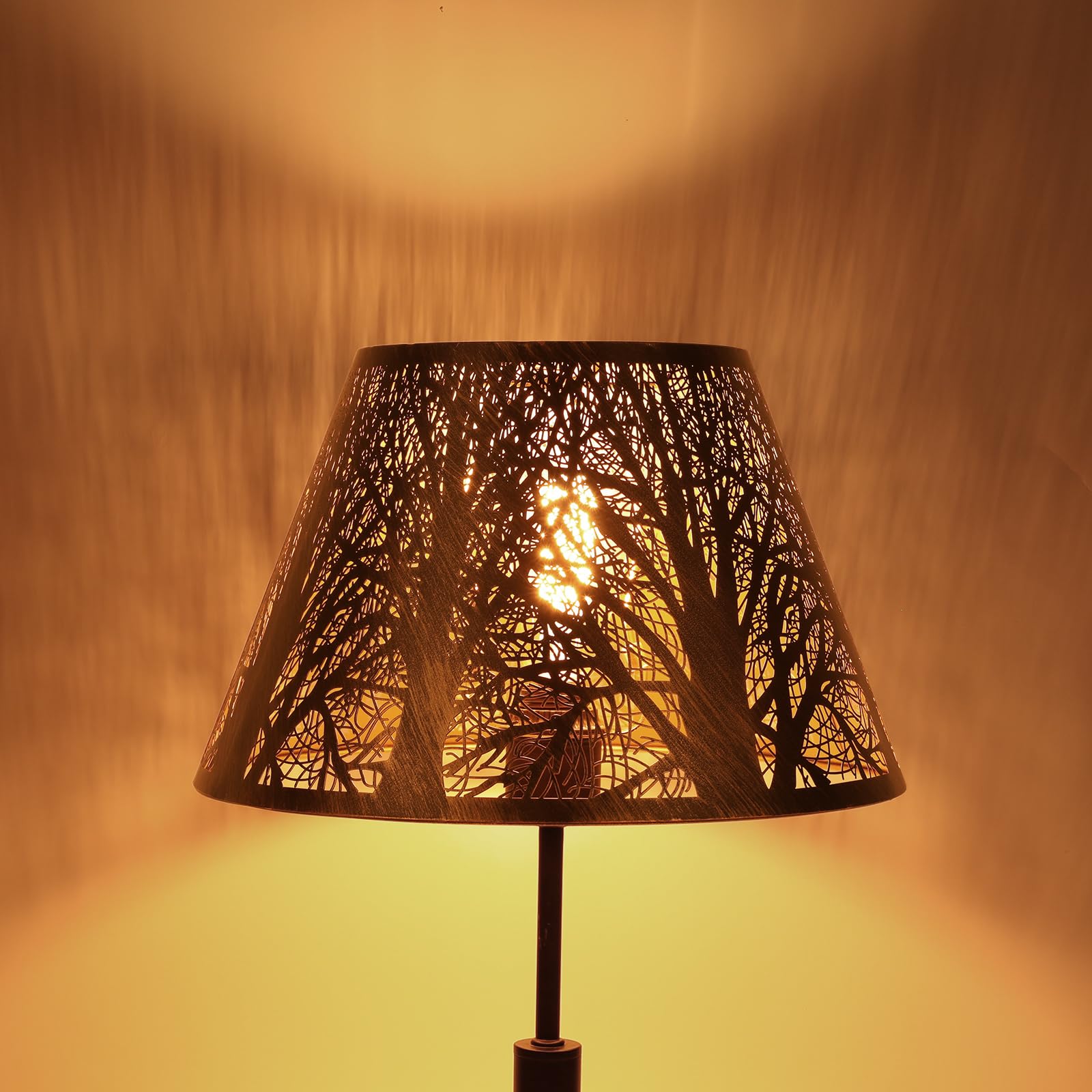Bronze Gold Tree Pattern Barrel Lampshade – 7×13×7.8 Inch