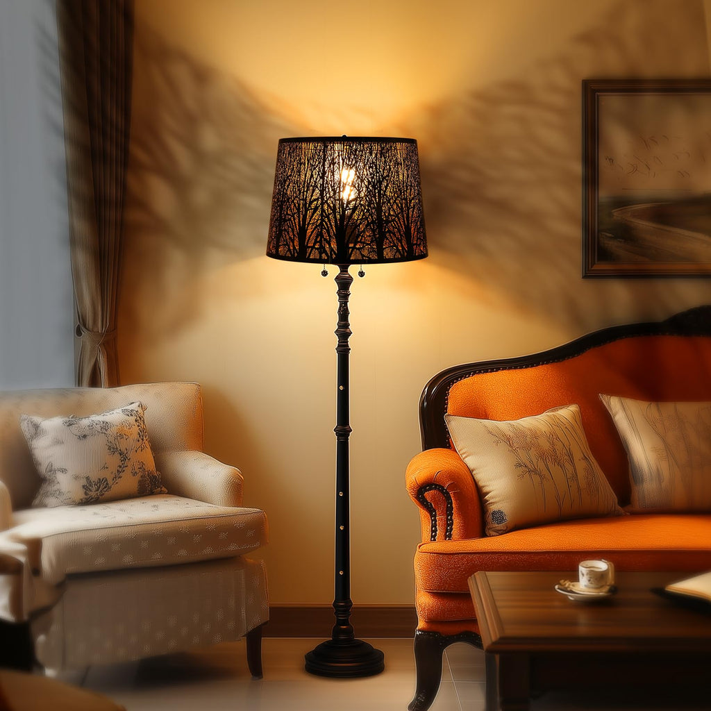 Large Drum Lampshade | Modern Metal Forest Mirror Effect