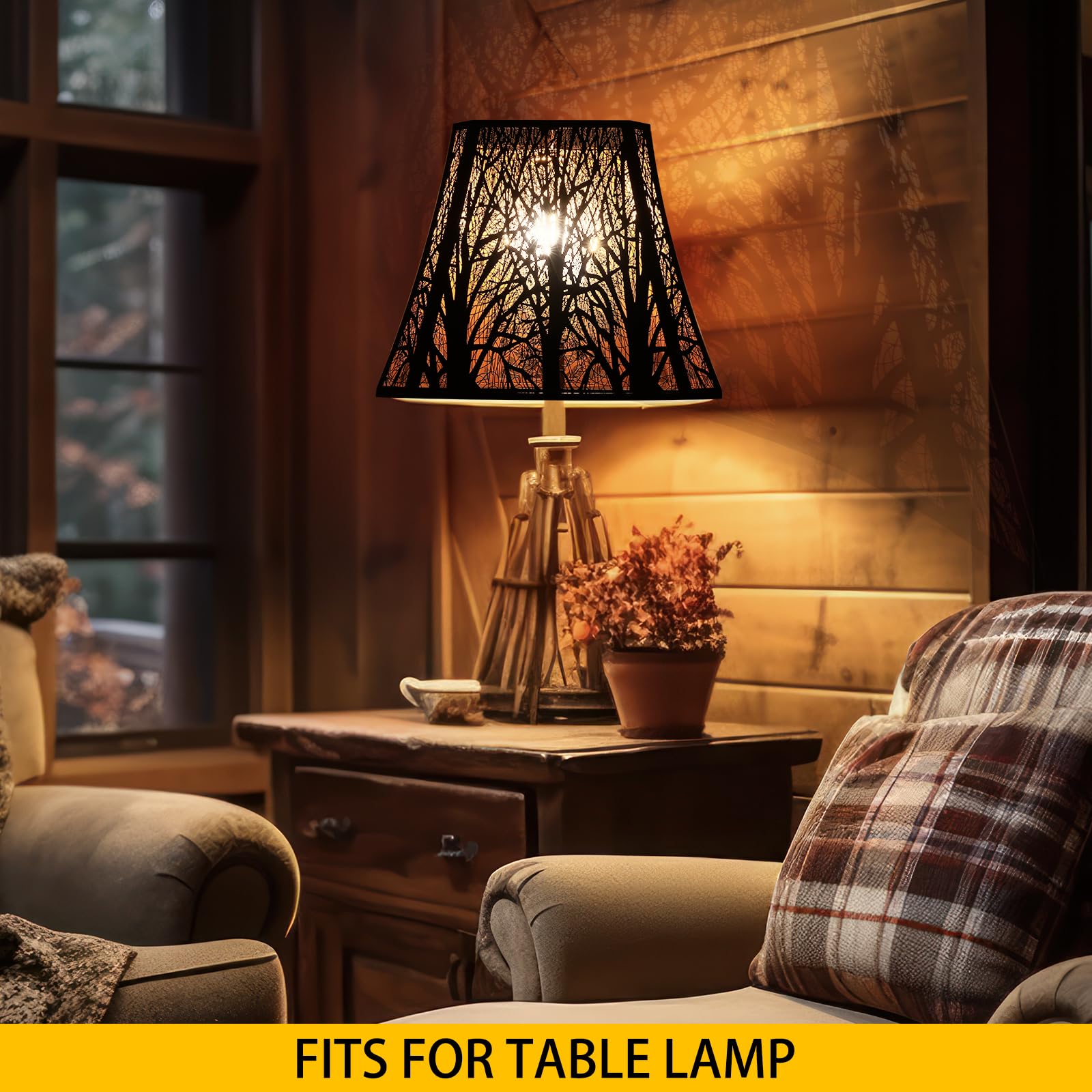 Rectangular Etched Forest Lampshade – 8×13.9×11 Inch