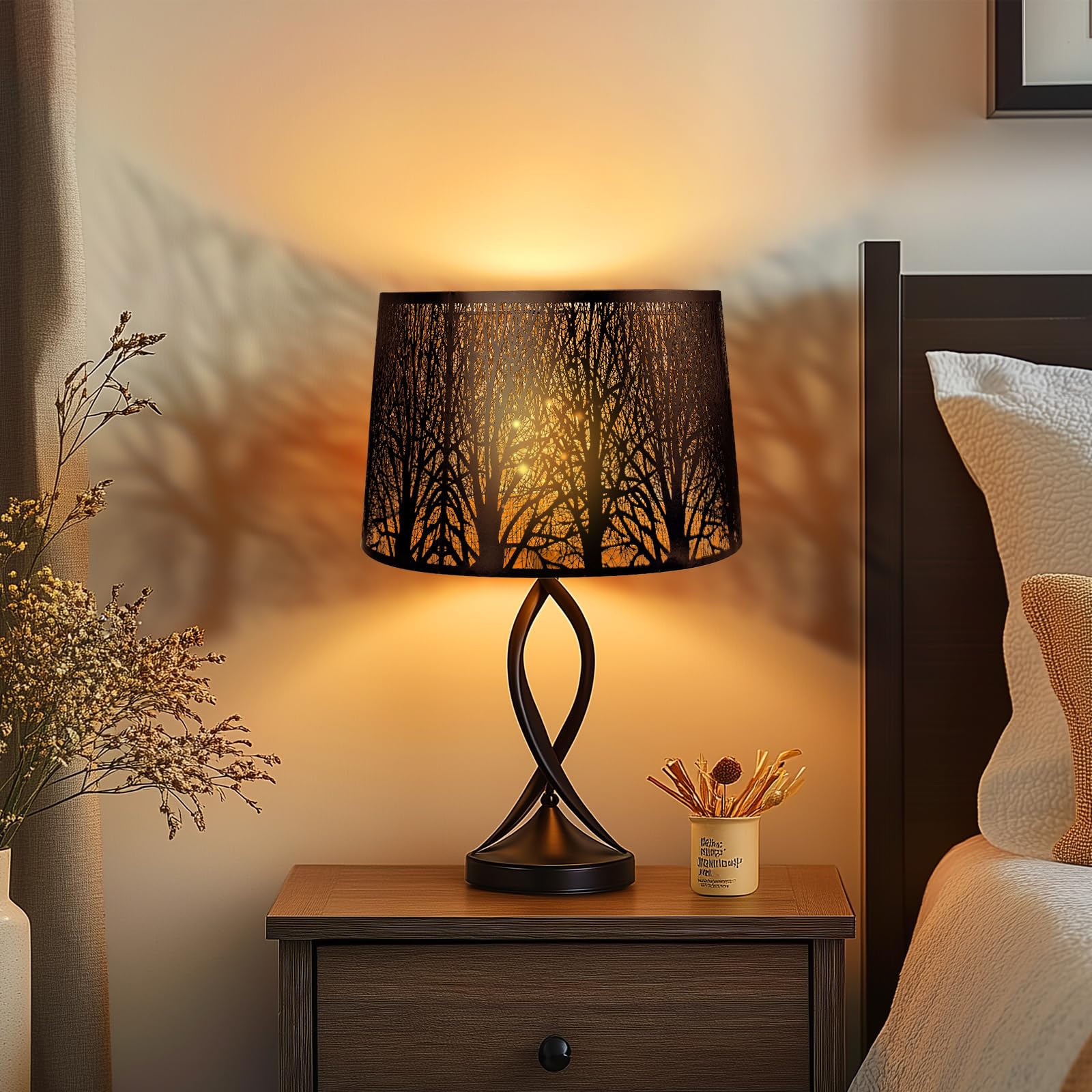 Metal Etched Tree Pattern Drum Lampshade – 12×14×10 Inch | Spider Fitter