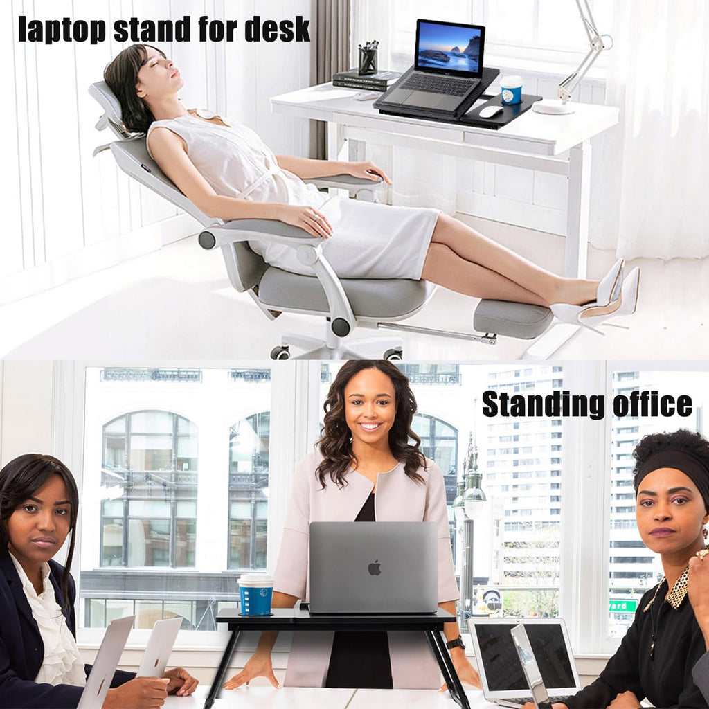 AEELLEEA Foldable Laptop Desk for Bed & Couch with Cup Holder, Portable Lap Desk Breakfast Tray for Working, Reading & Movie Watching on Sofa or Bed