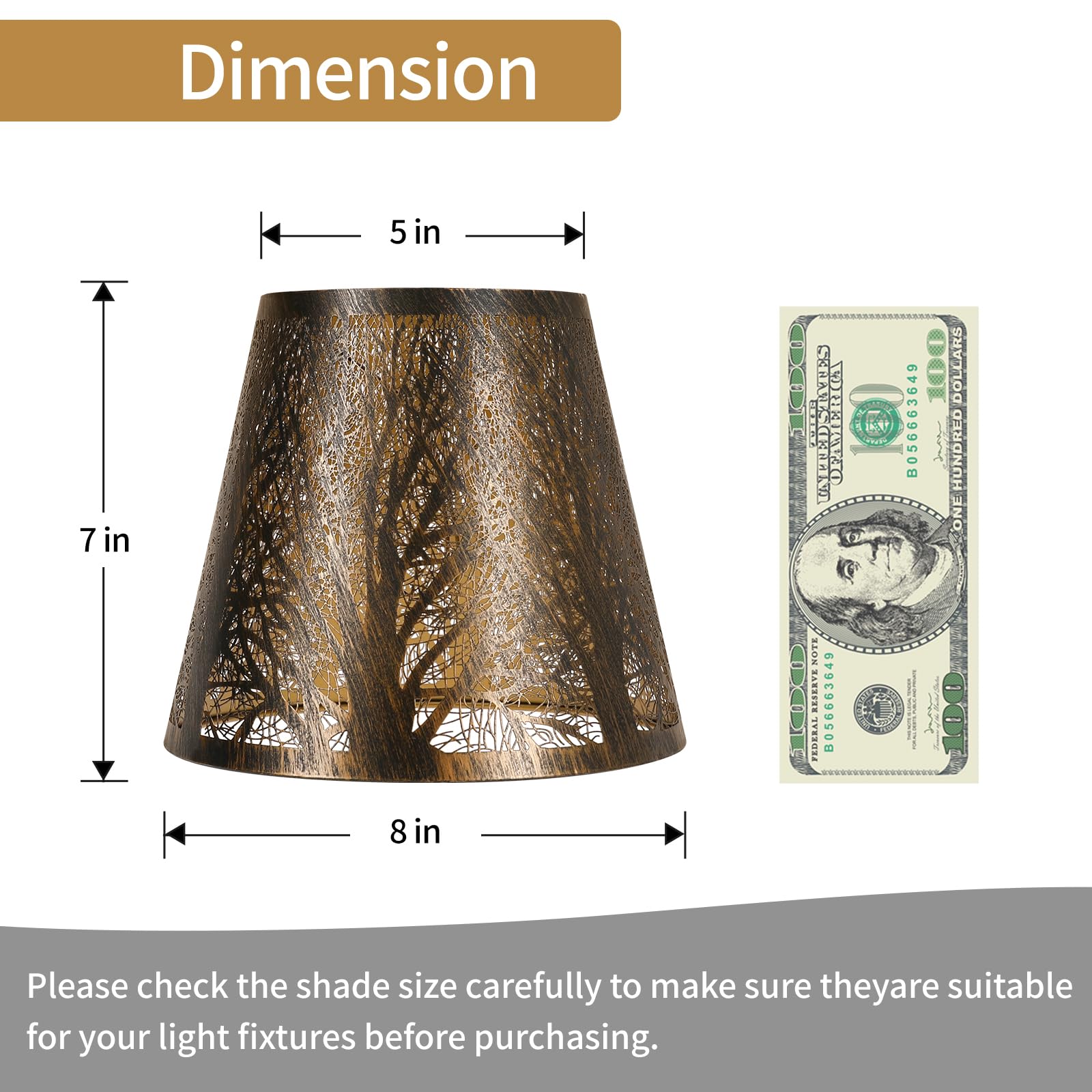 Clip-On Etched Forest Lampshade – 5×8×7 Inch