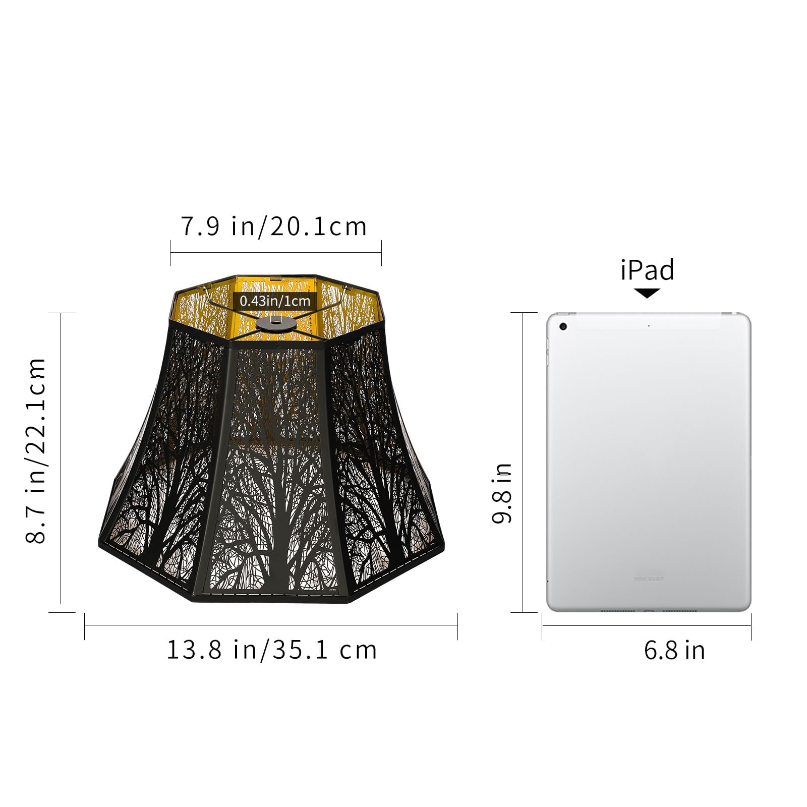 Octagonal Metal Lampshade | Etched Forest Design