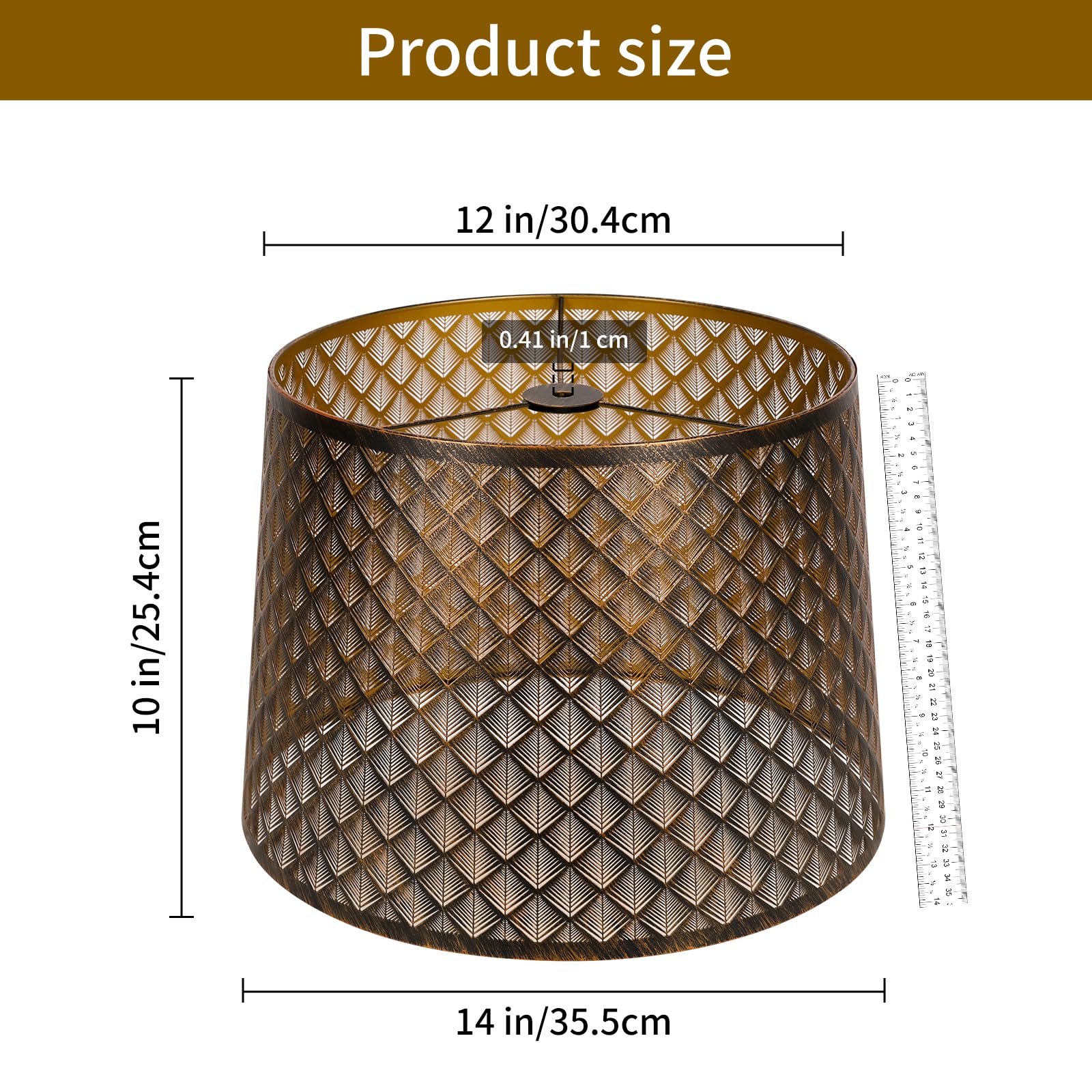 Arrow Design Etched Drum Lampshade – 12×14×10 Inch&Bronze Finish