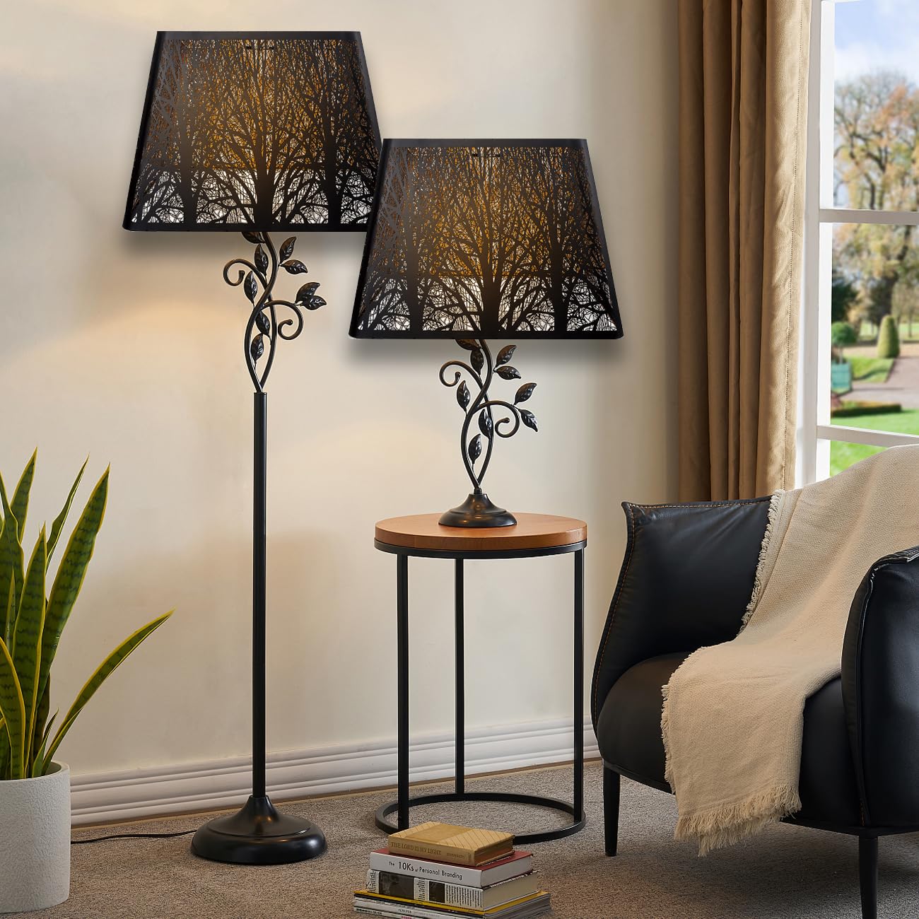 Medium Square Metal Lampshade | Tree Pattern Design
