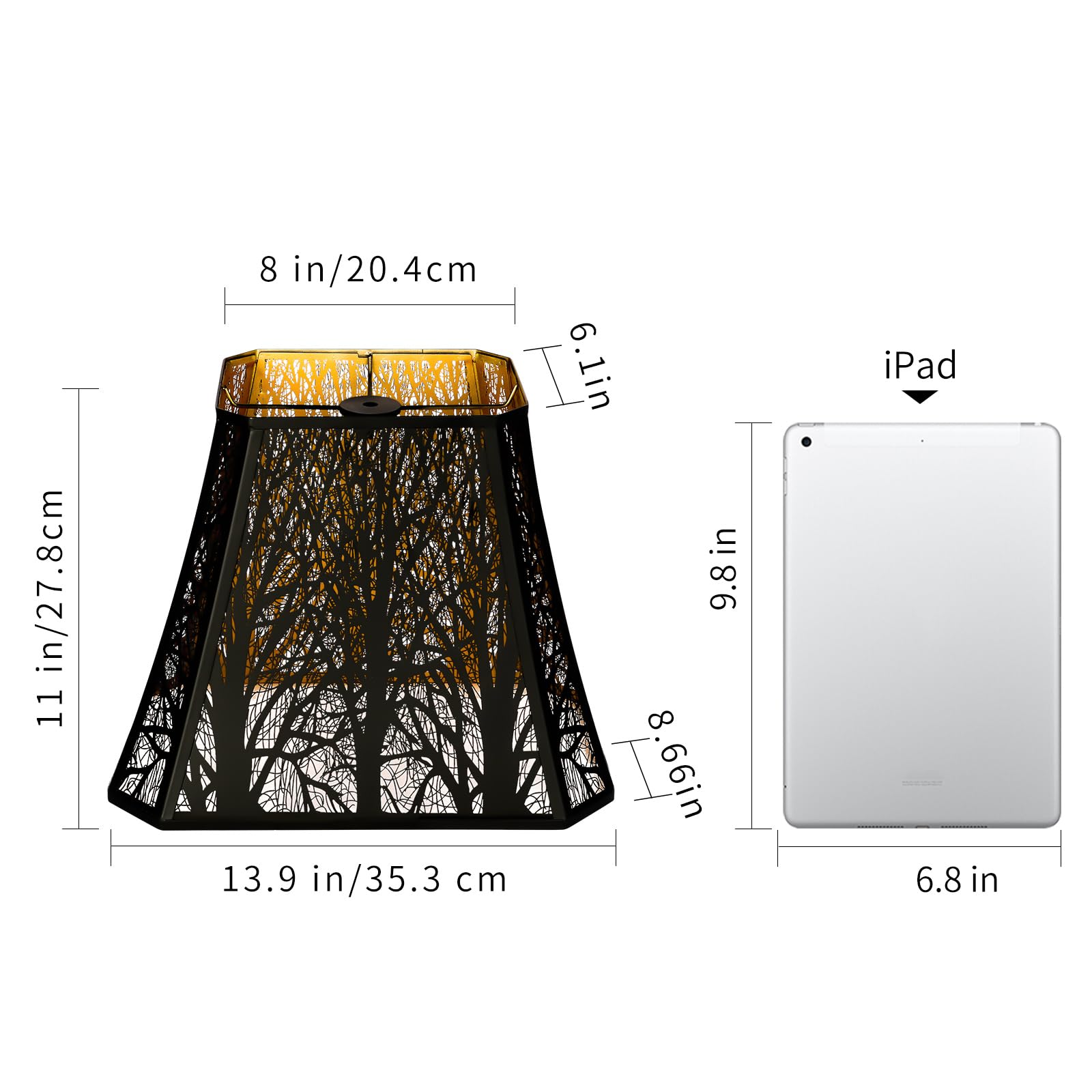 Rectangular Etched Forest Lampshade – 8×13.9×11 Inch
