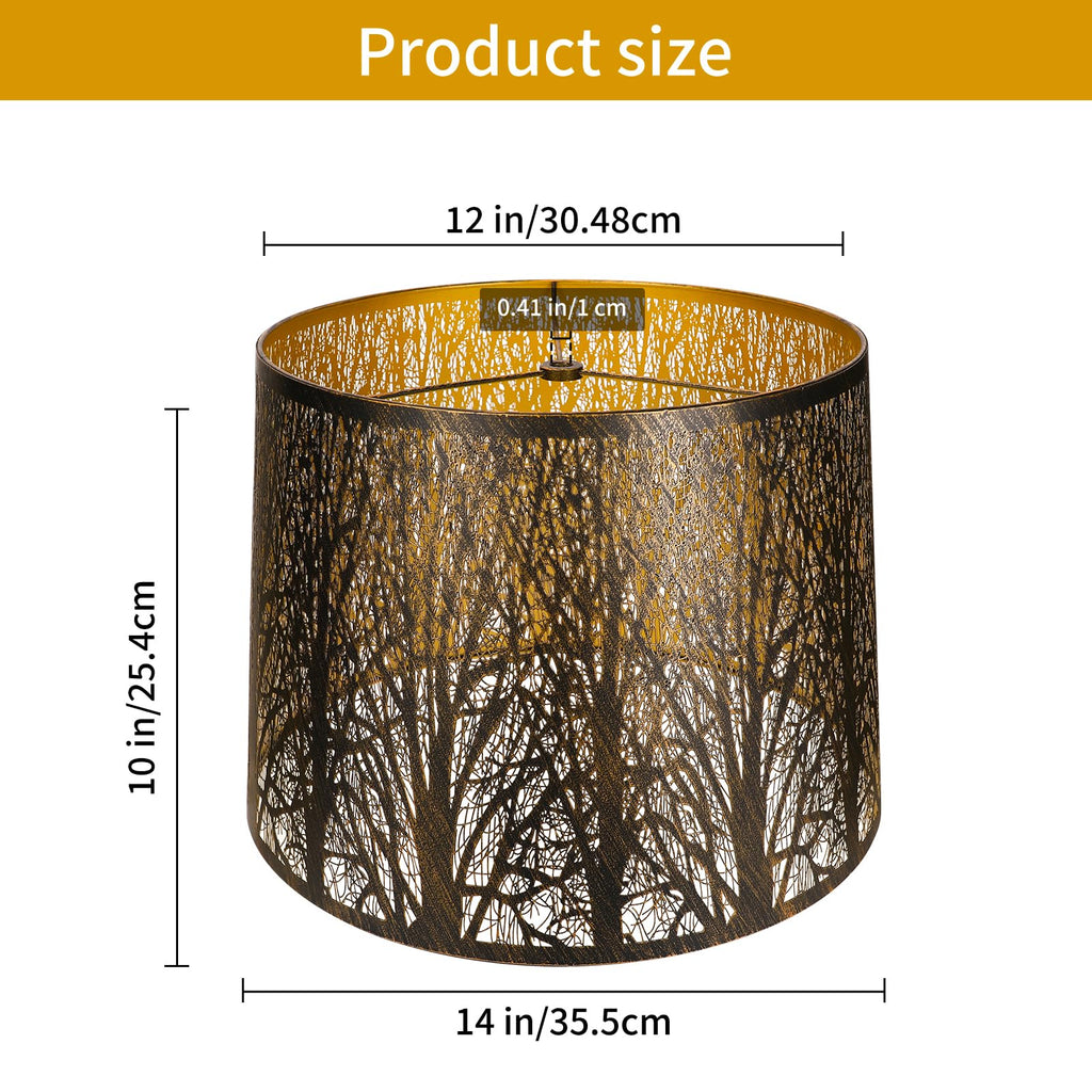 Forest Etched Drum Lampshade – 12×14×10 Inch