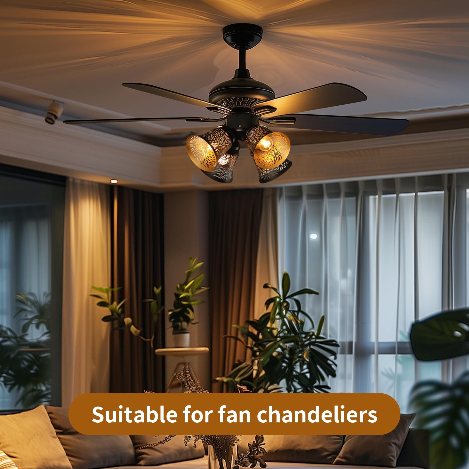 Chrysanthemum Etched Ceiling Fan Globes – 4 Pack & 4.5×4.75 Inch