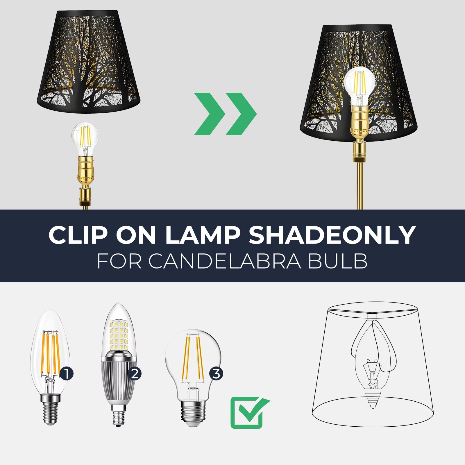 2-Pack Clip-On Chandelier Lamp Shades – Tree Pattern