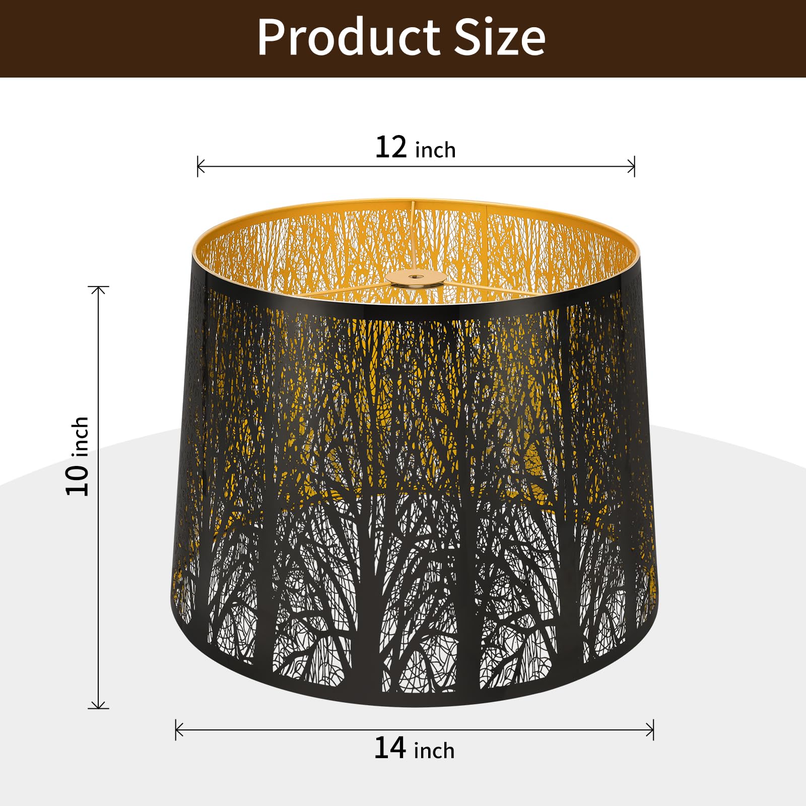 Large Drum Lampshade | Modern Metal Forest Mirror Effect