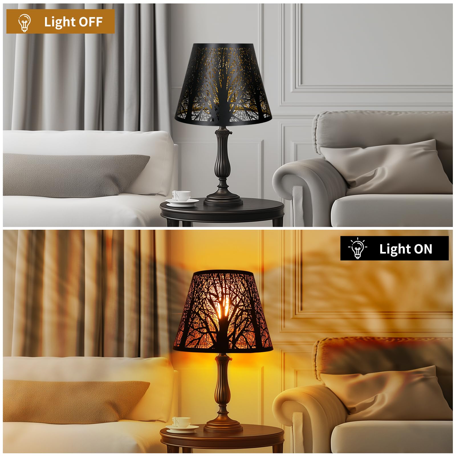 Barrel Tree Etched Metal Lampshade – 6×10×7.5 Inch