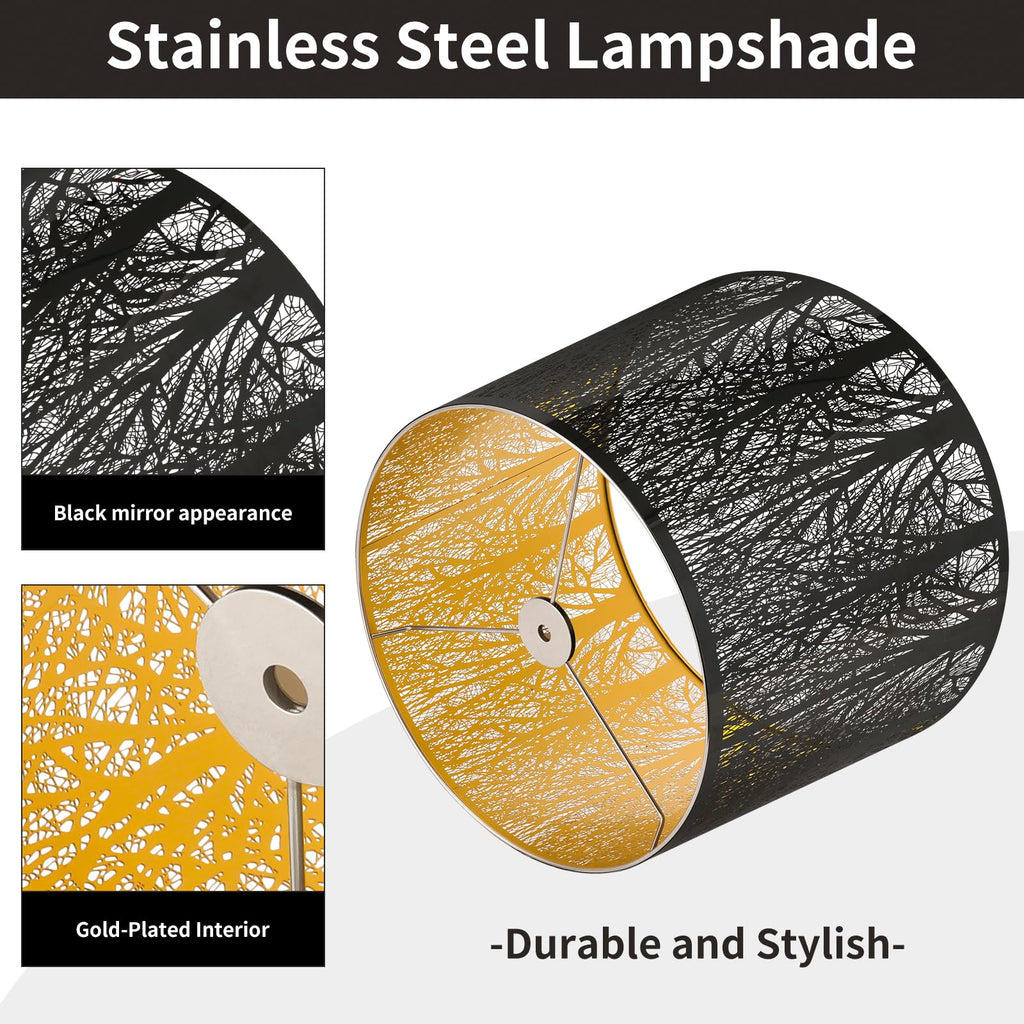 Stainless Steel Drum Lampshade | Etched Forest Design