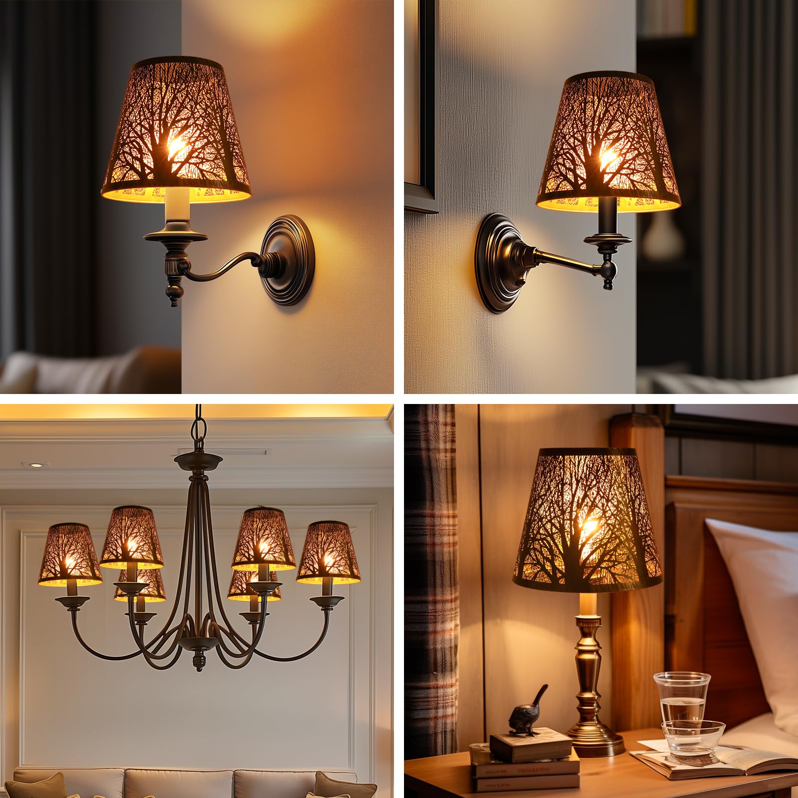 Clip-On Etched Forest Lampshade – 5×8×7 Inch