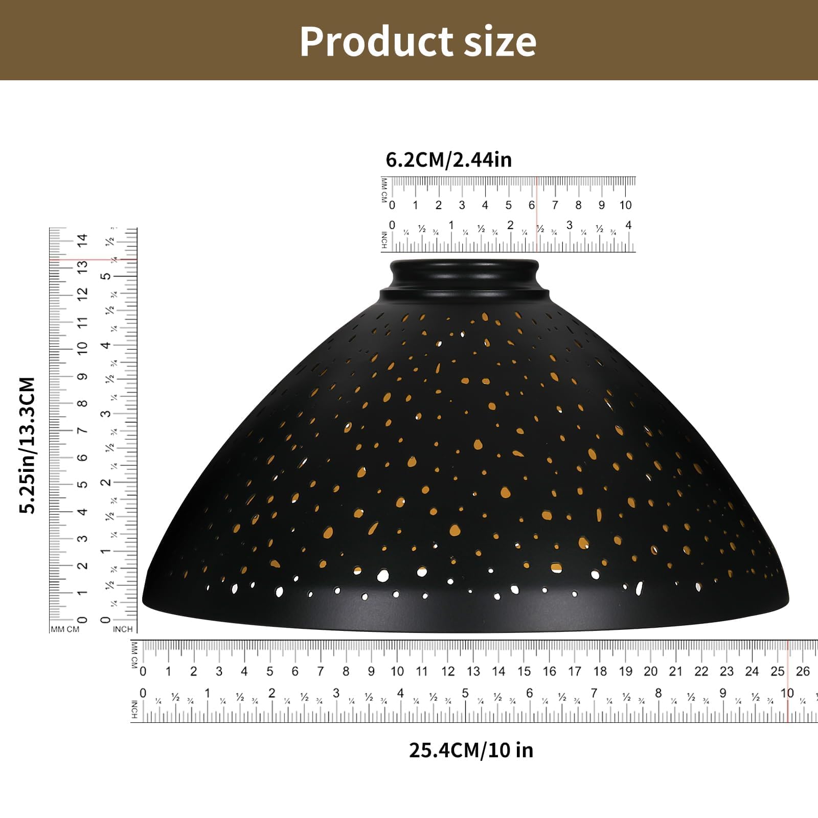 Torchiere Lamp Shade | Etched Stars Design with Screw-On Fitter