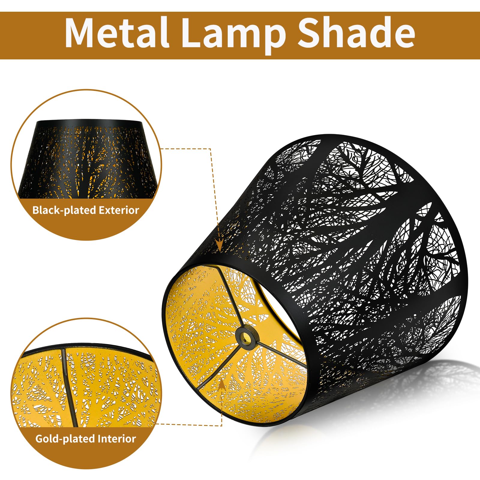Barrel Tree Etched Metal Lampshade – 6×10×7.5 Inch