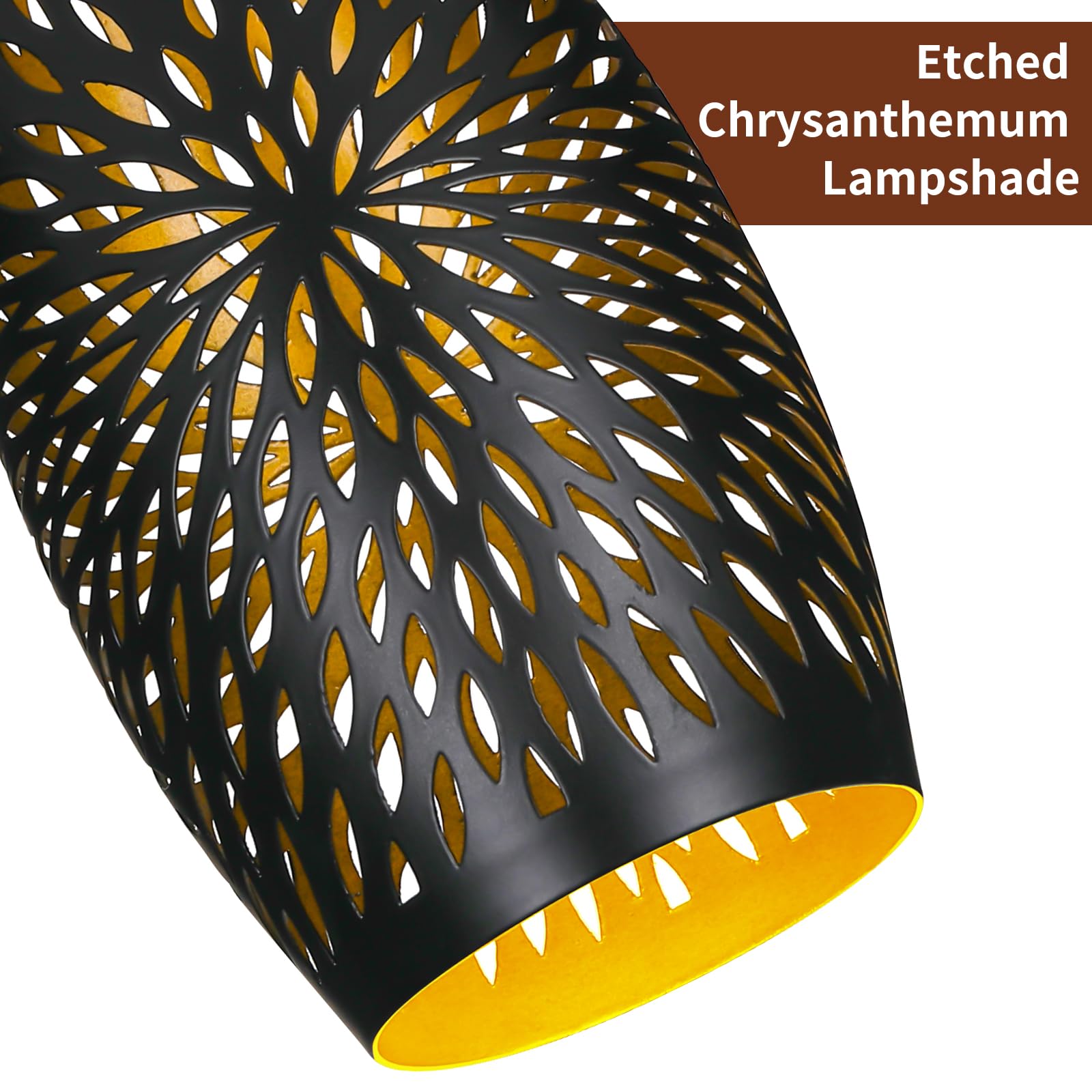 Etched Hollow Oval Pendant Shade – 7.8×4.7 Inch&1-5/8" Fitter