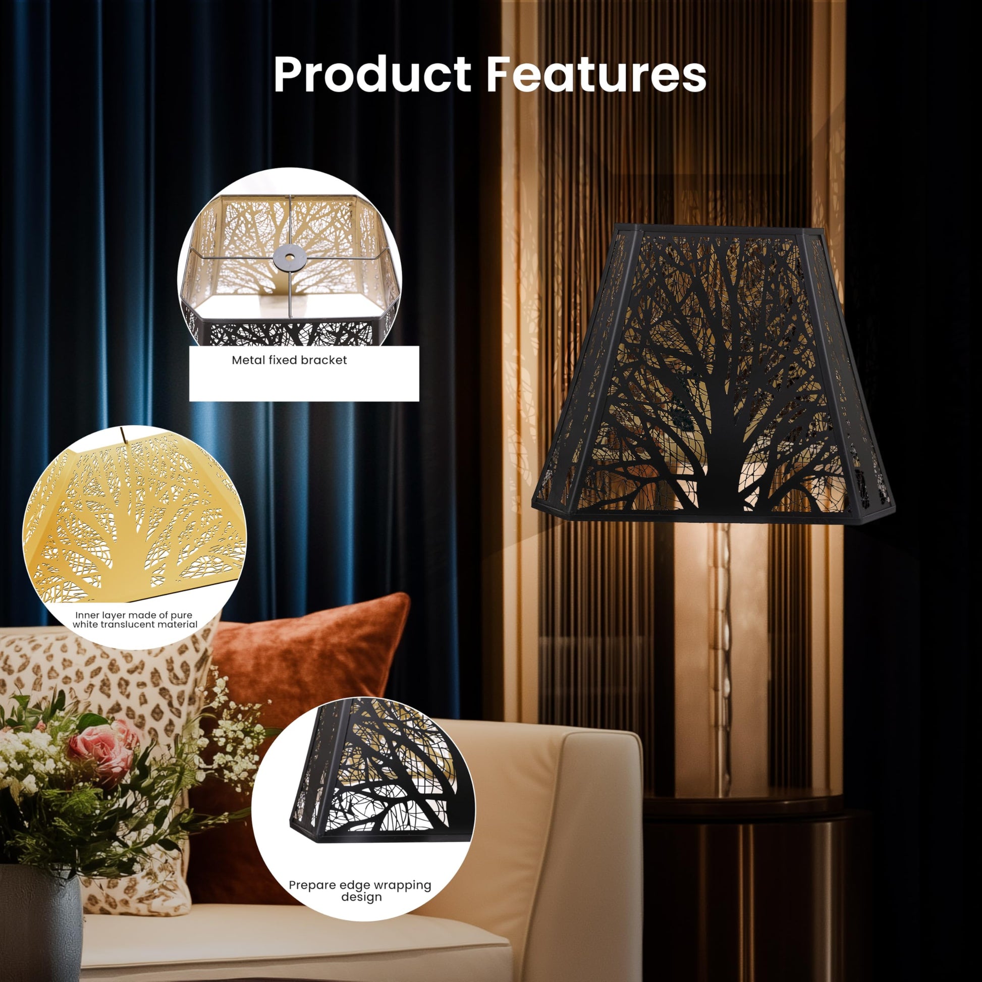 Bell Metal Lampshade | Square Cut Corner Design