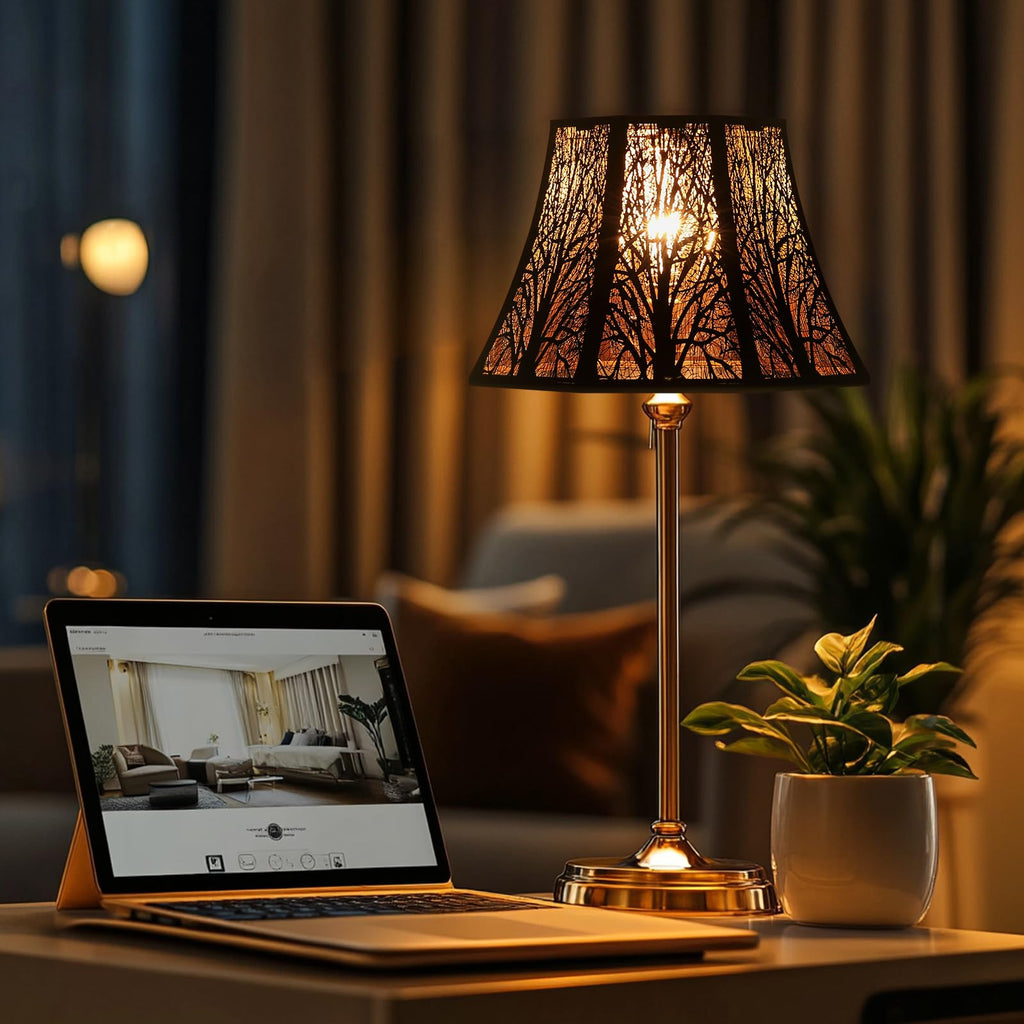 Octagonal Metal Lampshade | Etched Forest Design