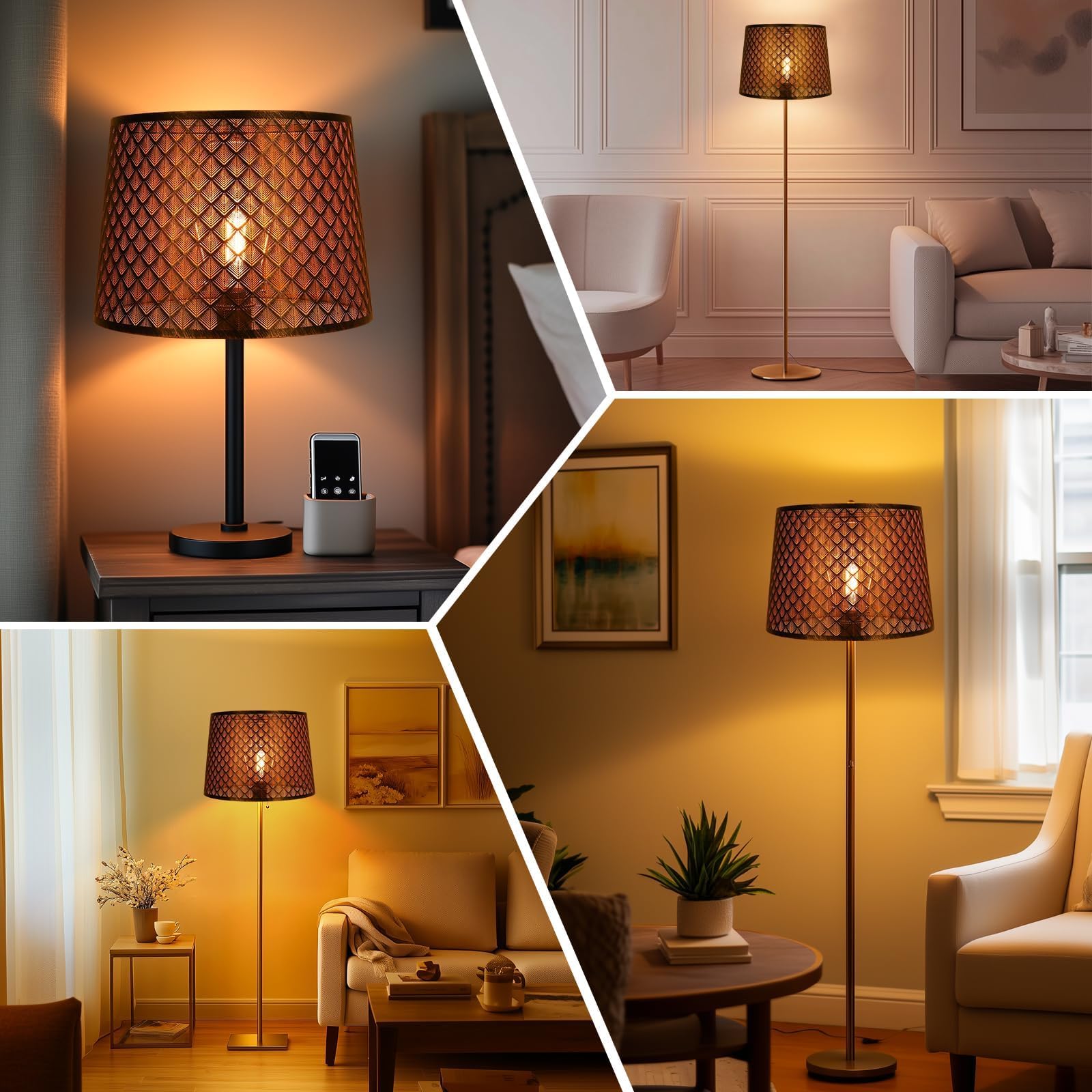 Arrow Design Etched Drum Lampshade – 12×14×10 Inch&Bronze Finish