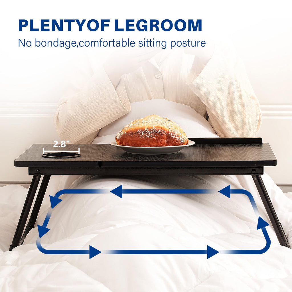AEELLEEA Foldable Laptop Desk for Bed & Couch with Cup Holder, Portable Lap Desk Breakfast Tray for Working, Reading & Movie Watching on Sofa or Bed