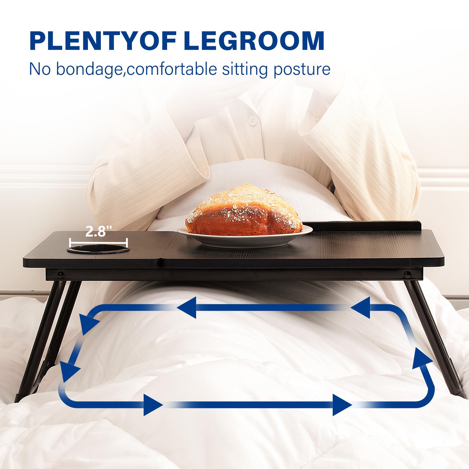 AEELLEEA Foldable Laptop Desk for Bed & Couch with Cup Holder, Portable Lap Desk Breakfast Tray for Working, Reading & Movie Watching on Sofa or Bed
