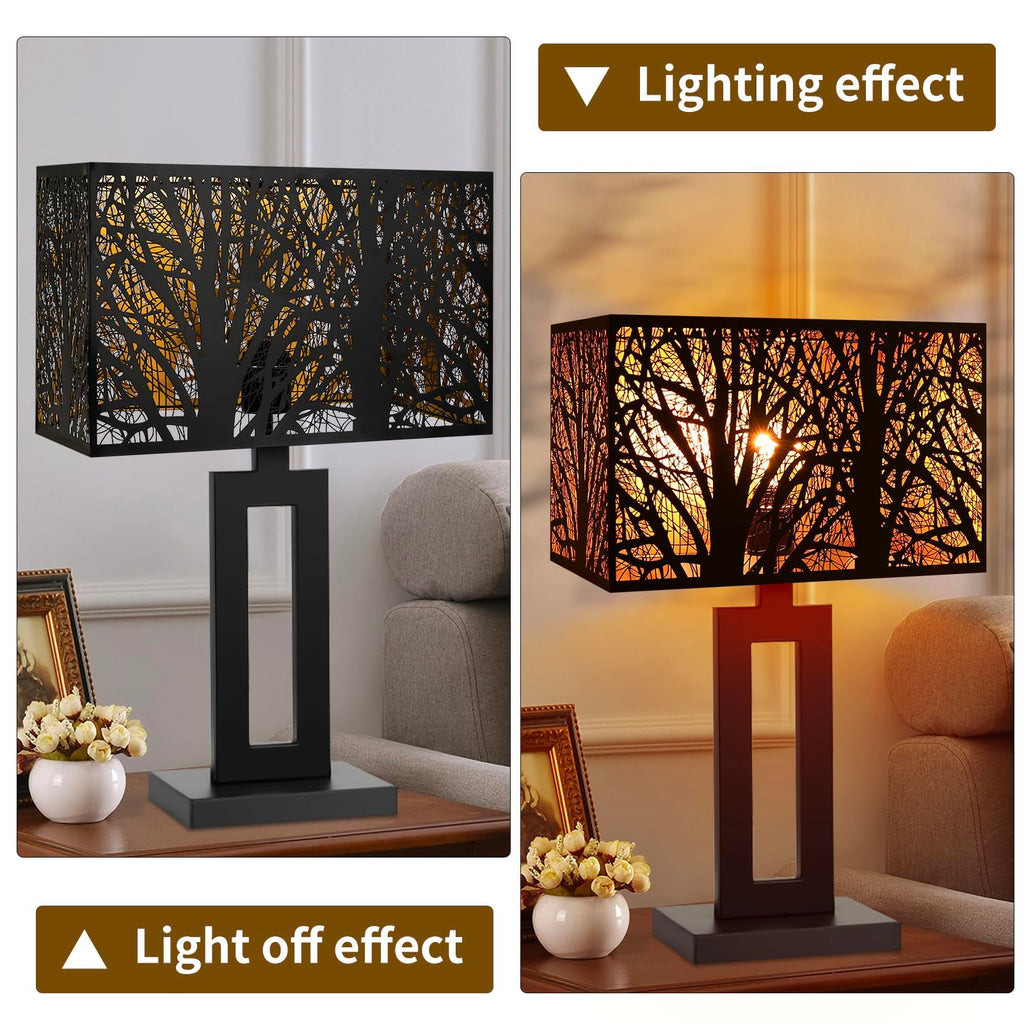 Black & Gold Rectangular Forest Lampshade – 8×14×9 Inch