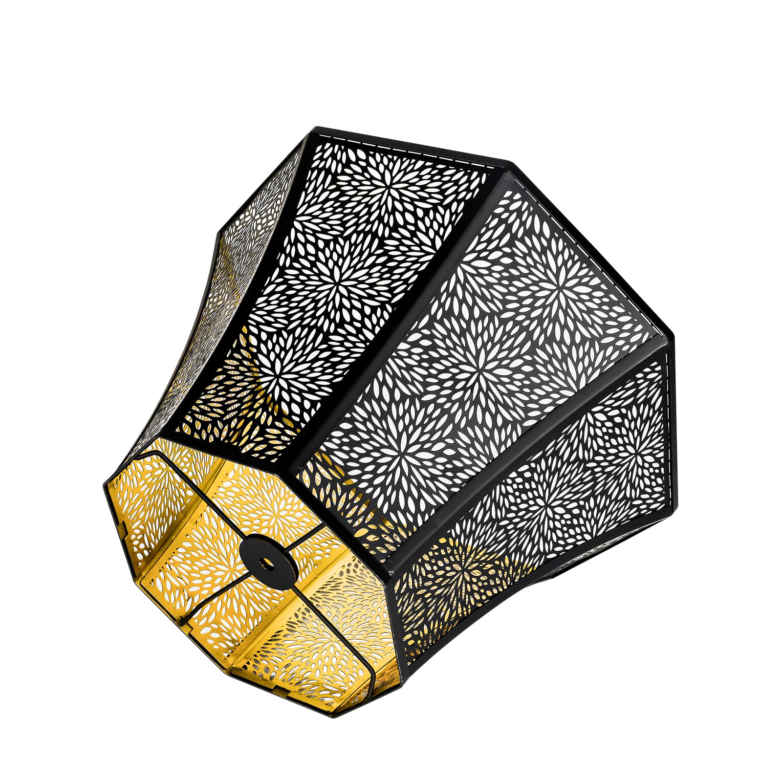 Octagonal Metal Lampshade | Etched Chrysanthemum Design