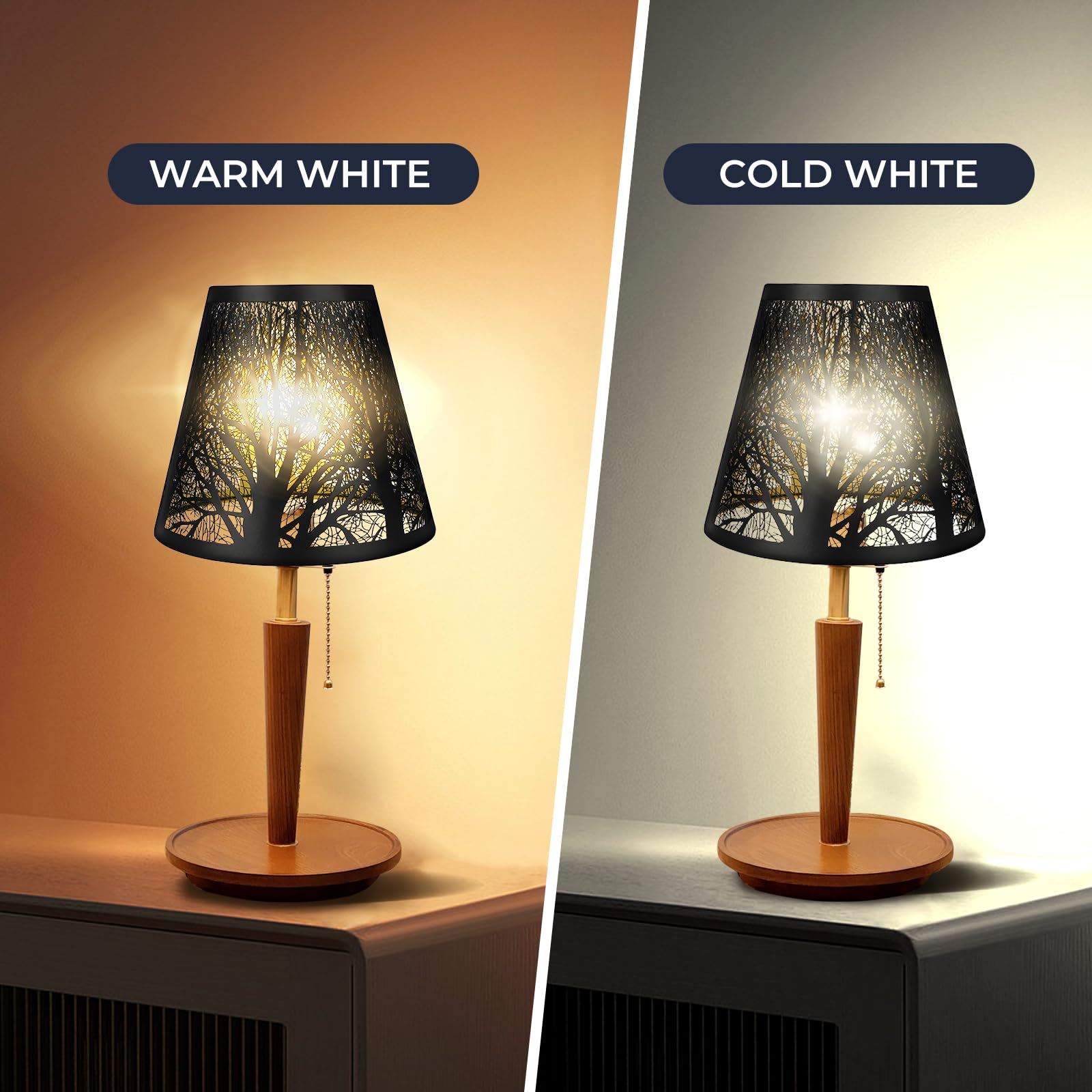 2-Pack Clip-On Chandelier Lamp Shades – Tree Pattern – Alucset