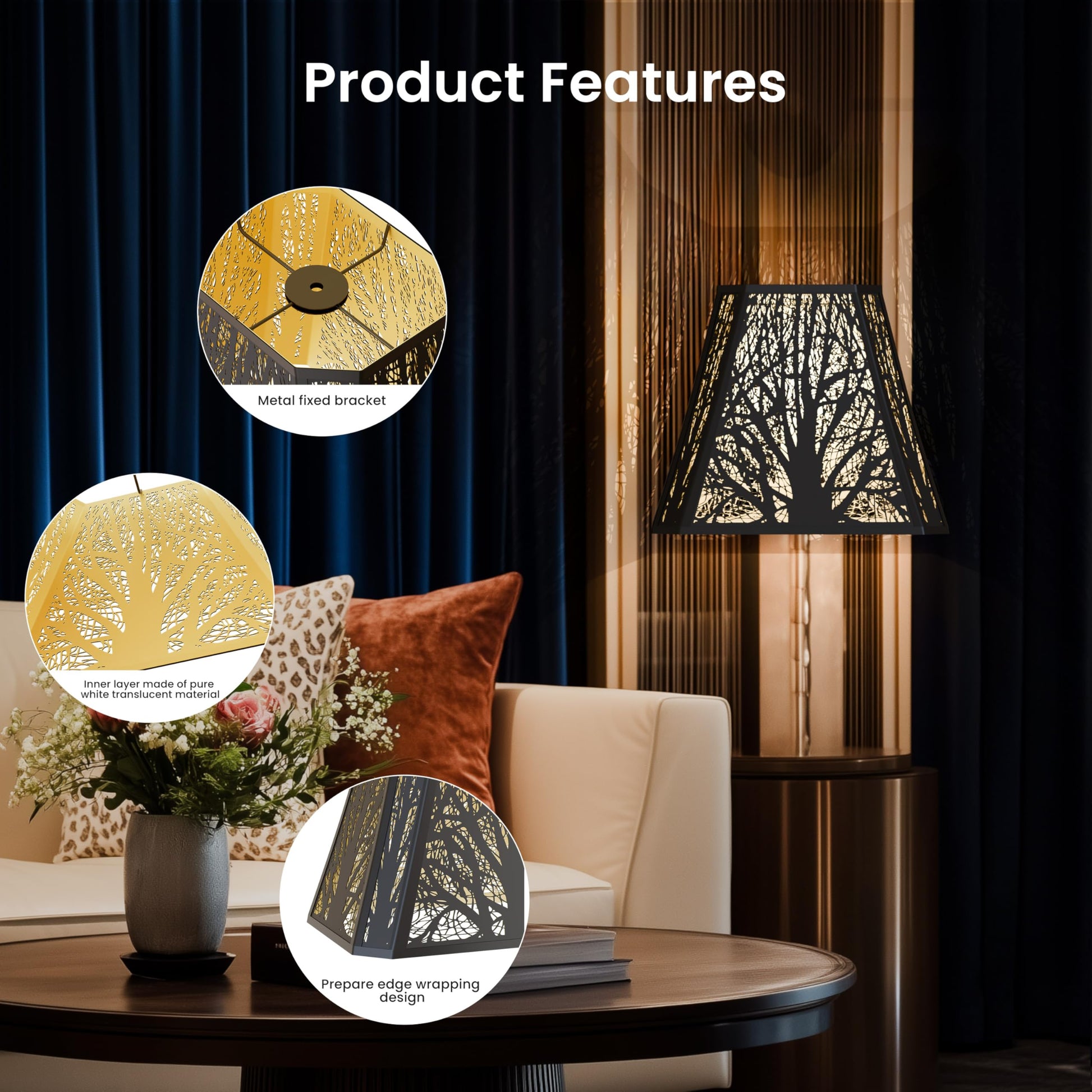 Etched Forest Bell Metal Lampshade