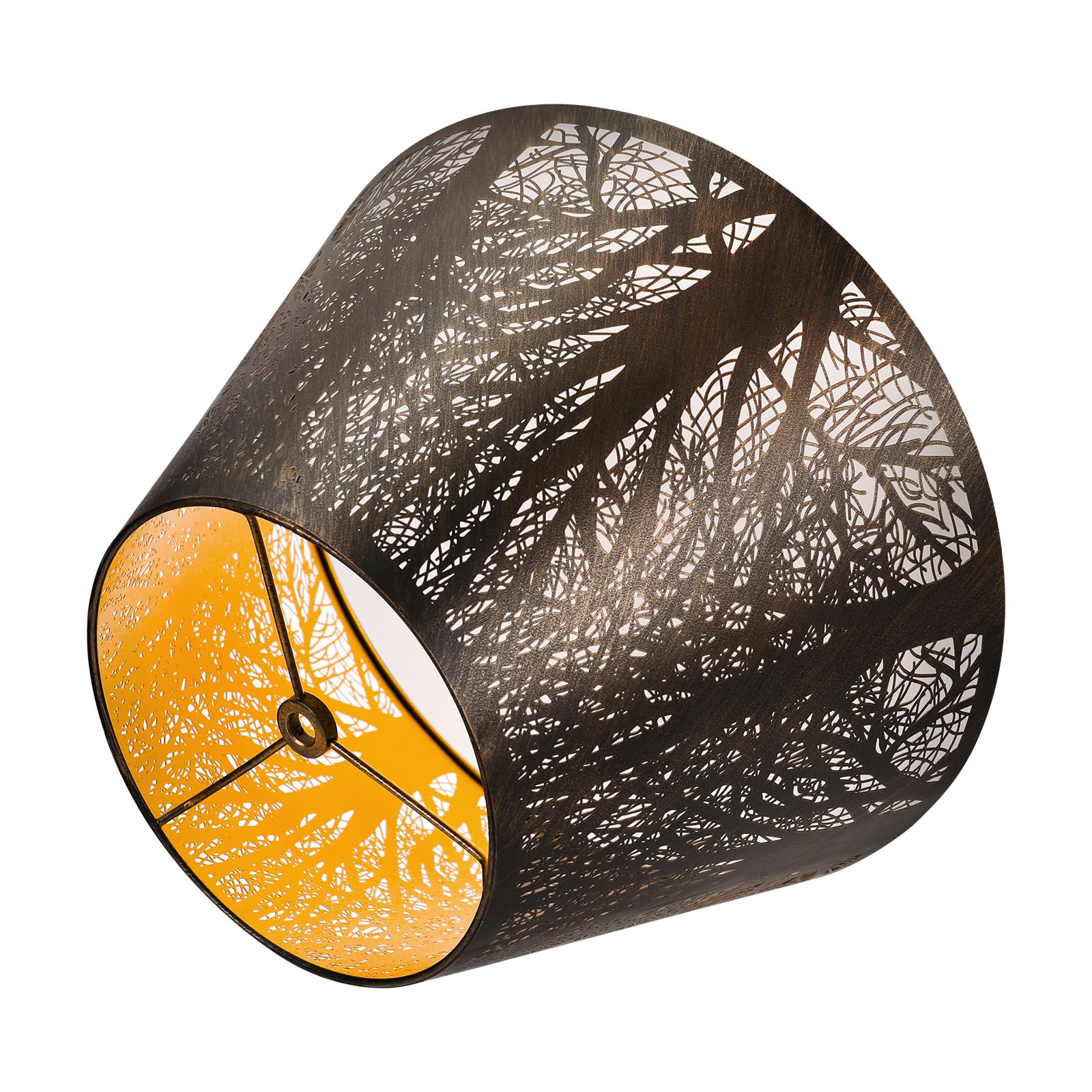 Bronze Gold Tree Pattern Barrel Lampshade – 7×13×7.8 Inch