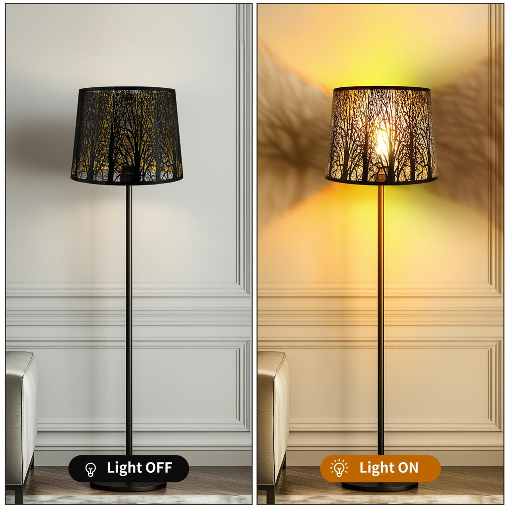 Stainless Steel Drum Lampshade | Etched Forest Design