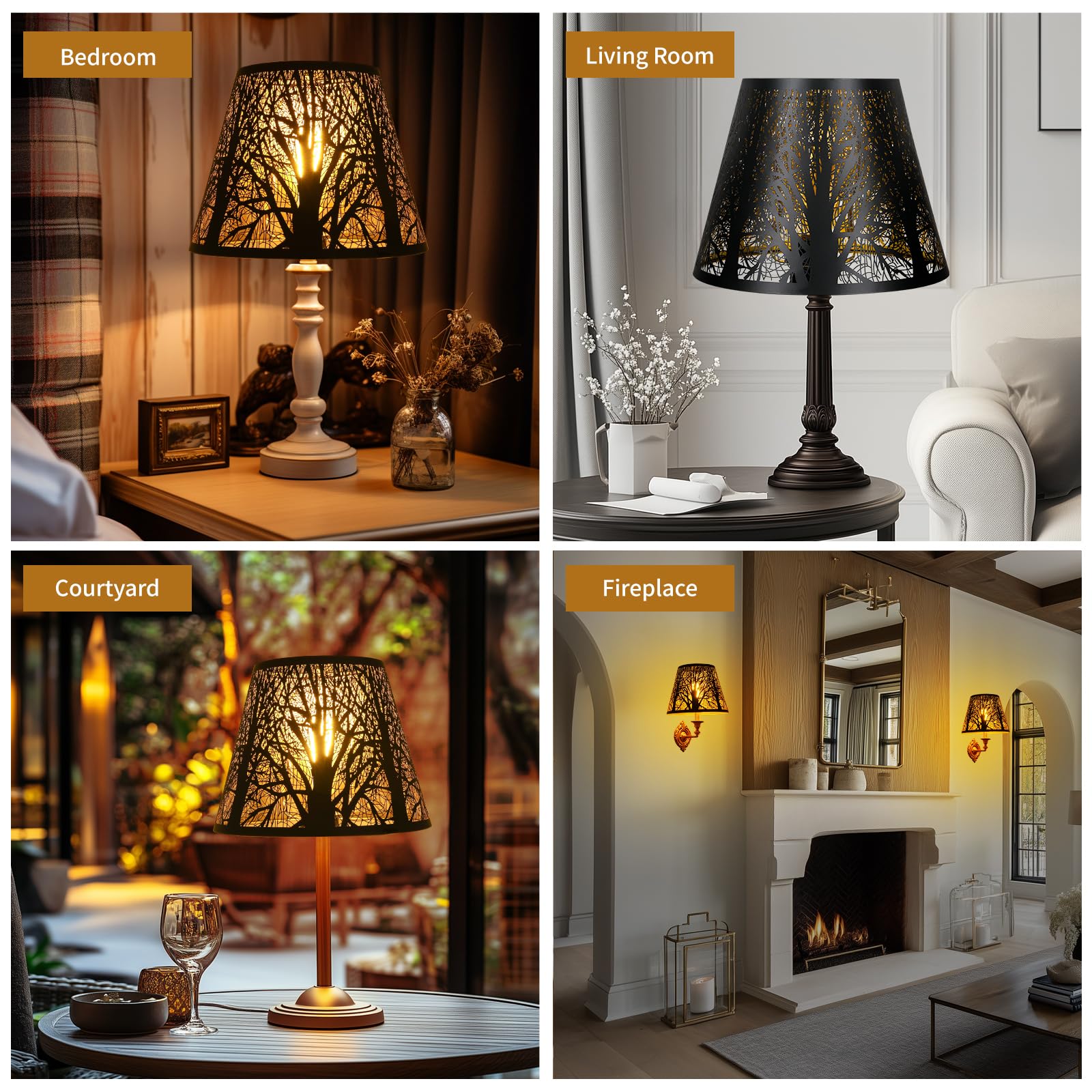 Barrel Tree Etched Metal Lampshade – 6×10×7.5 Inch