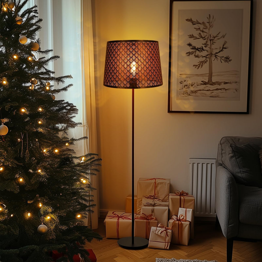 Arrow Design Etched Drum Lampshade – 12×14×10 Inch&Bronze Finish