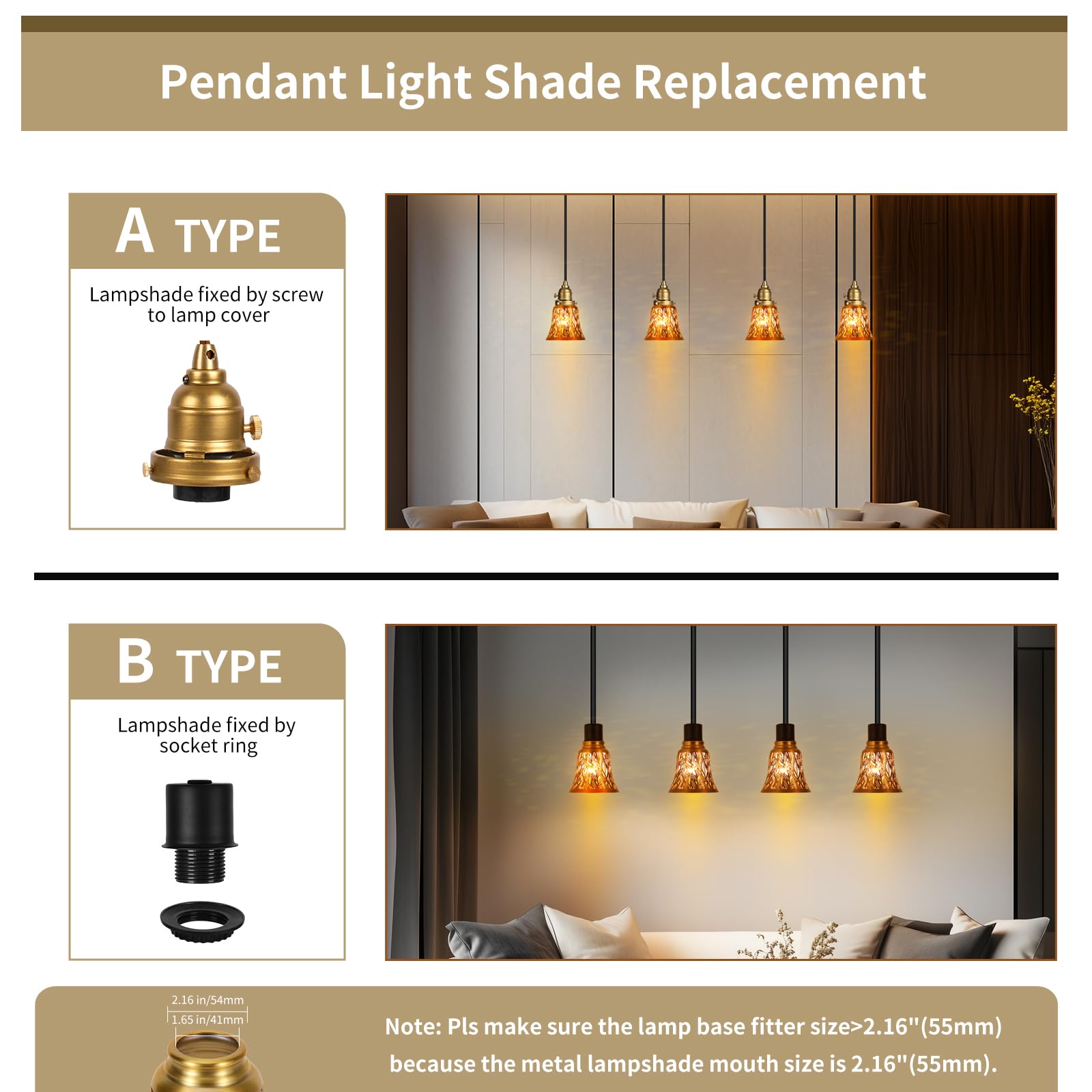 4-Pack Bell Ceiling Fan Shades – 4.72×4.75 Inch