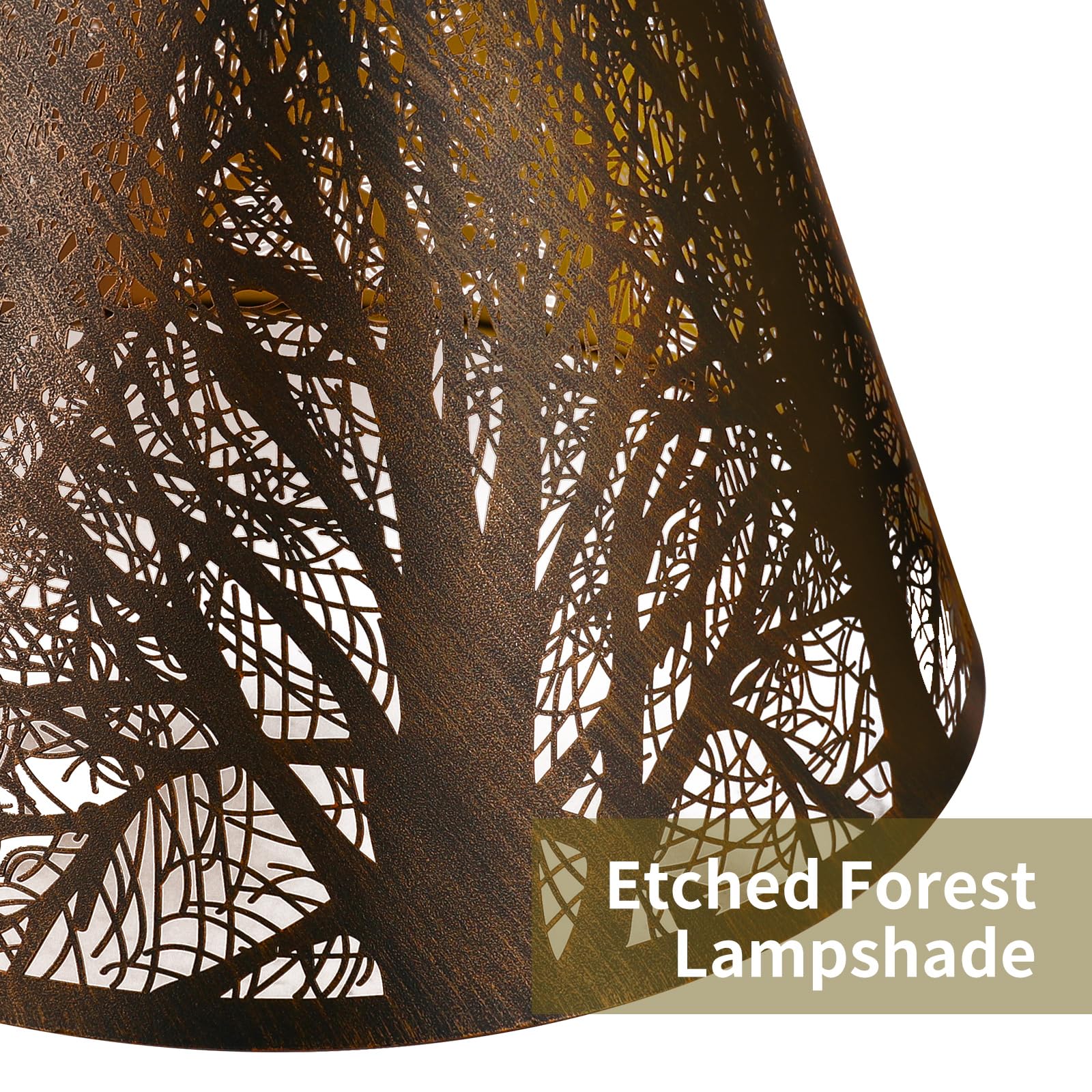 Bronze Gold Tree Pattern Barrel Lampshade – 7×13×7.8 Inch