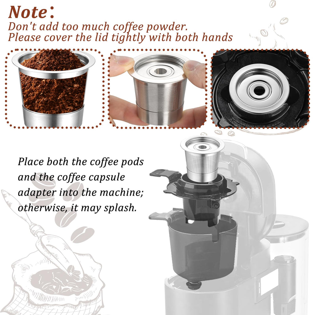 Reusable K Cups and Coffee Pods for Ninja Coffee Maker PB051 & CFP101/PB041, 304 Stainless Steel Reusable K Pod Permanent K Cups Filters Compatible with Ninja Coffee Maker, Coffee Accessories