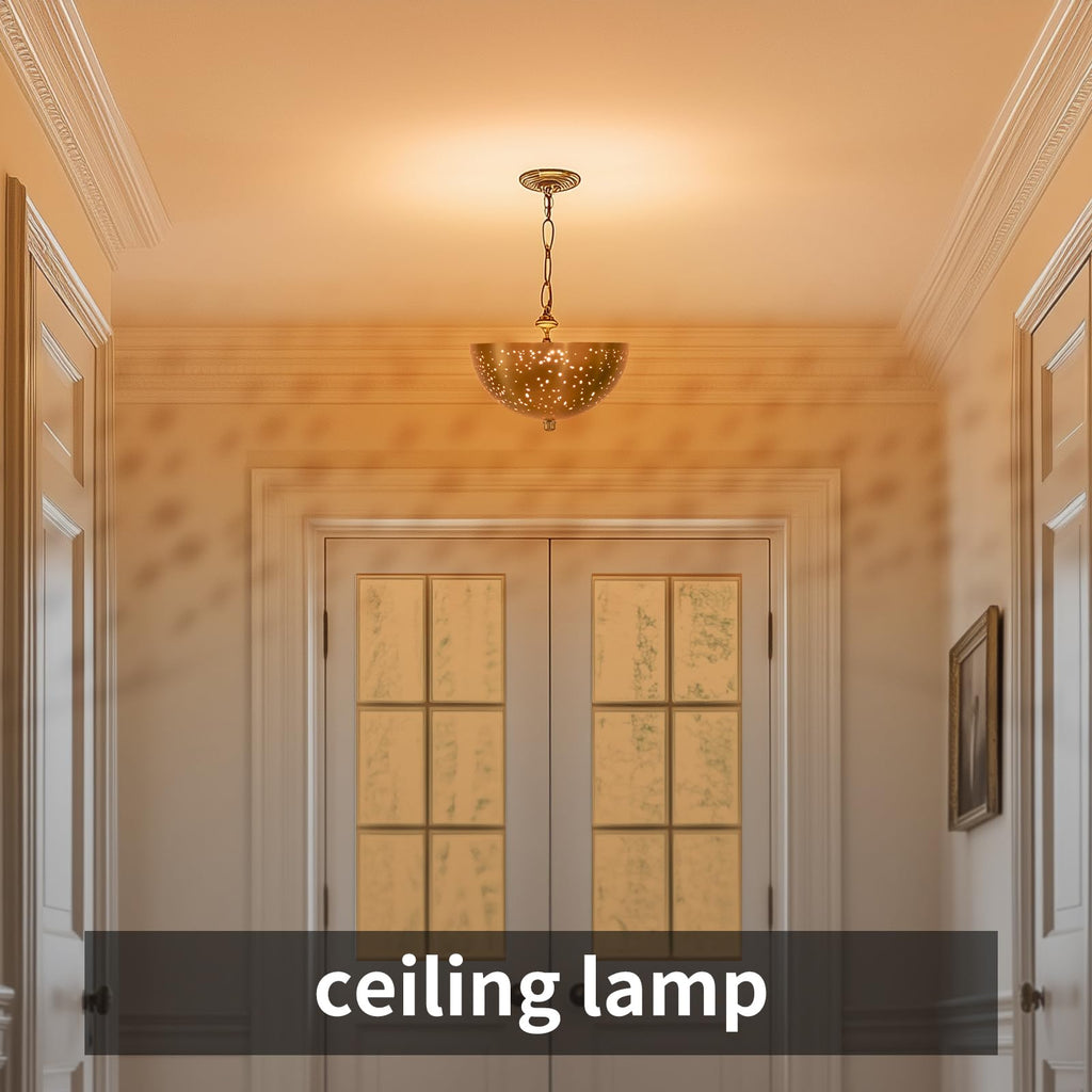 Clip-On Dome Lamp Shade | Hollowed Gold Design
