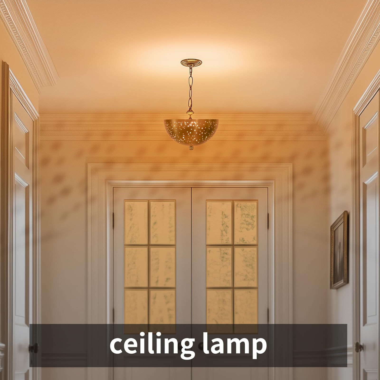 Clip-On Dome Lamp Shade | Hollowed Gold Design