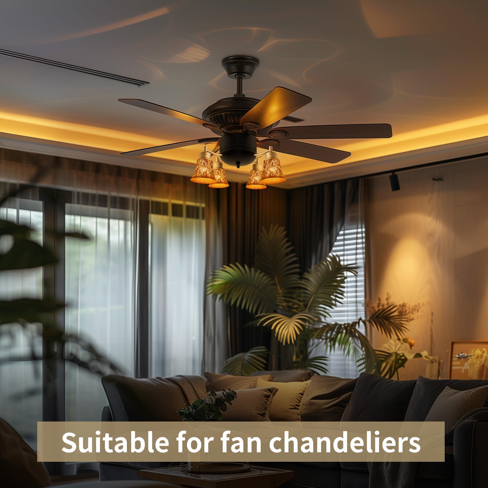 4-Pack Bell Ceiling Fan Shades – 4.72×4.75 Inch