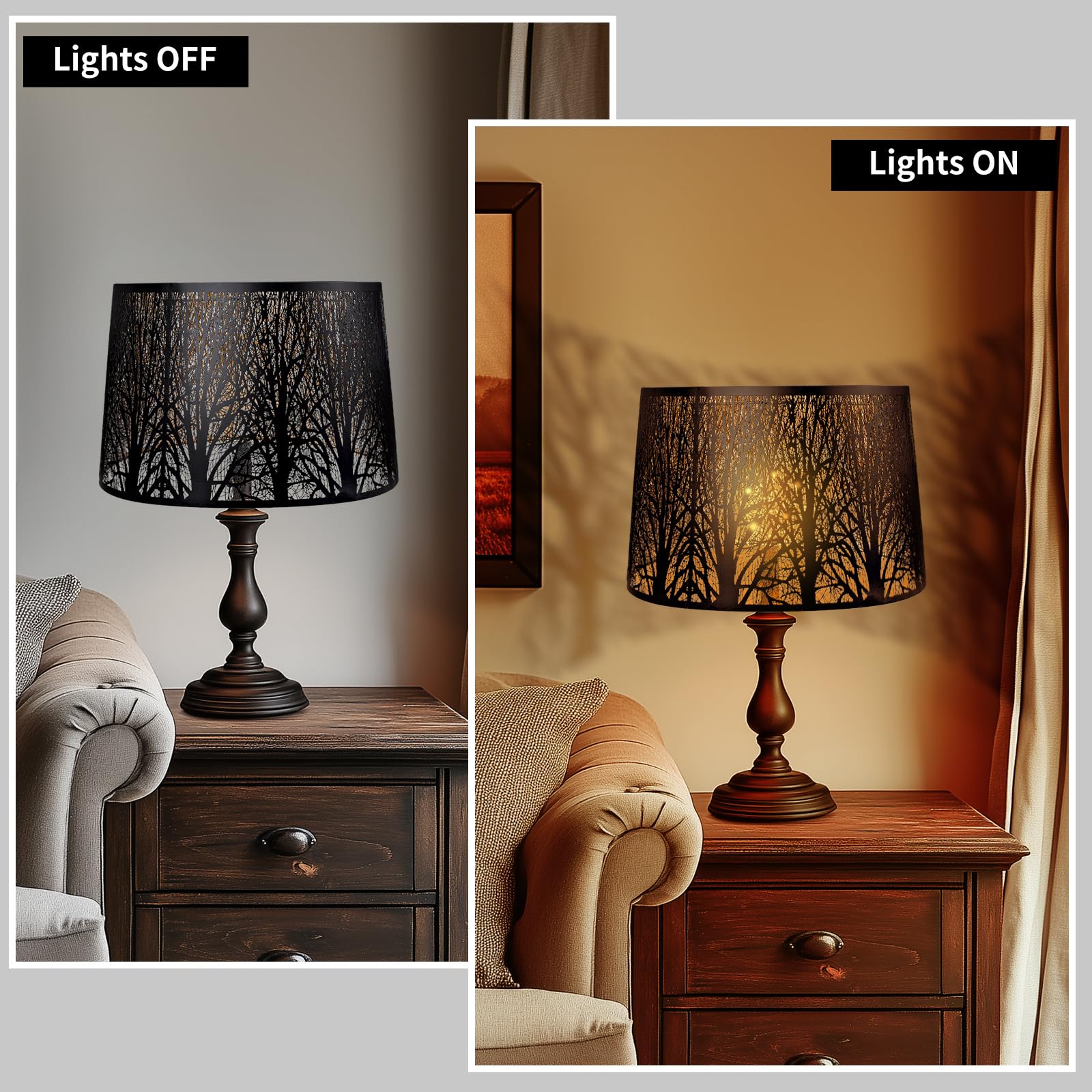 Metal Etched Tree Pattern Drum Lampshade – 12×14×10 Inch | Spider Fitter